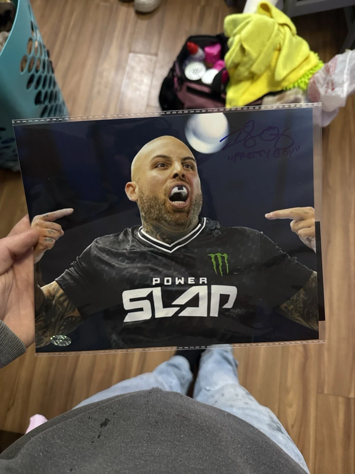 Signed Isaih Pretty Boy Quinones Powerslap Goat 8x10, image 2