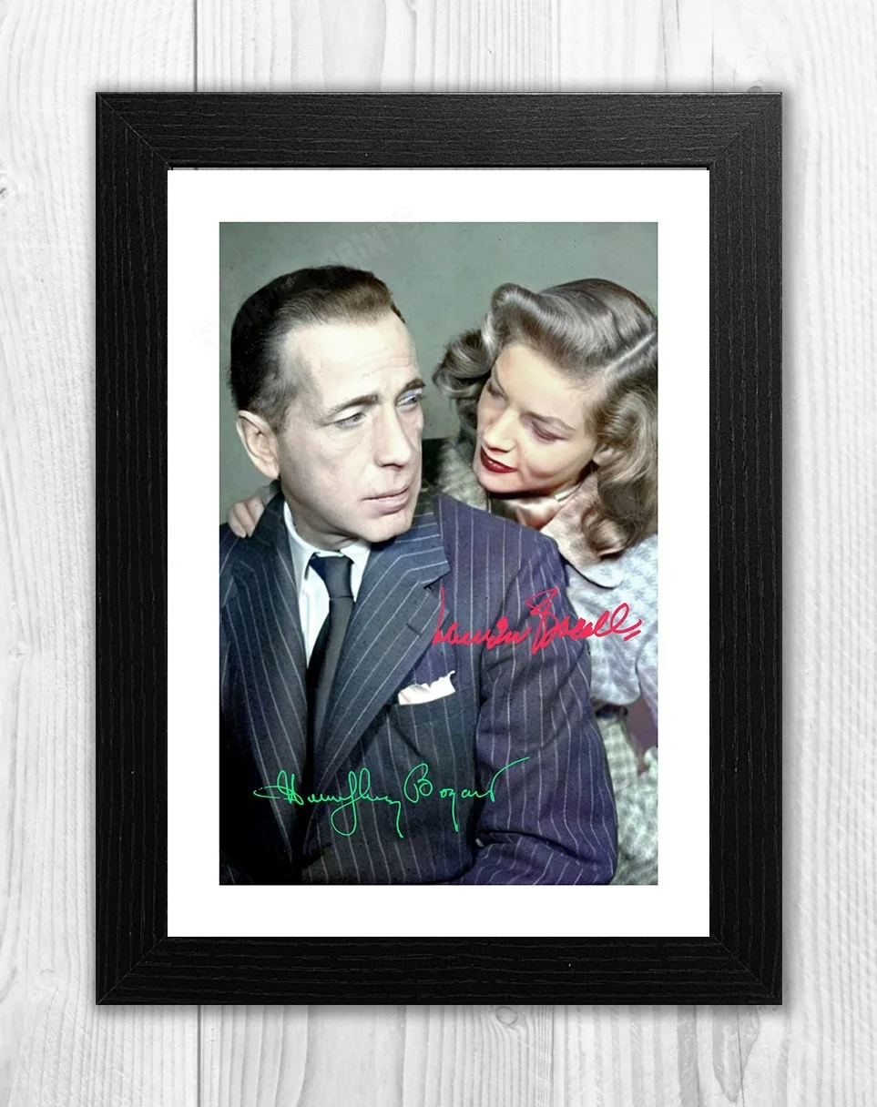 Humphrey Bogart & Lauren Becall A4 signed mounted photo poster Choice of frame, изображение 2