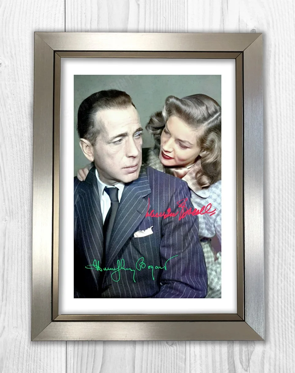 Humphrey Bogart & Lauren Becall A4 signed mounted photo poster Choice of frame, изображение 3