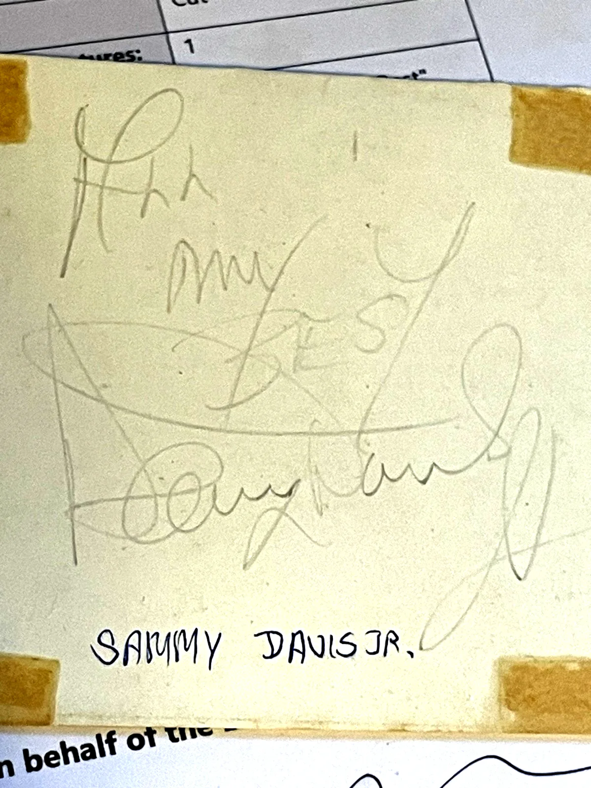 Sammy Davis Jr. Signed 4x4 Index Card Beckett BAS LOA AE49146 HOF Rat Pack, image 3