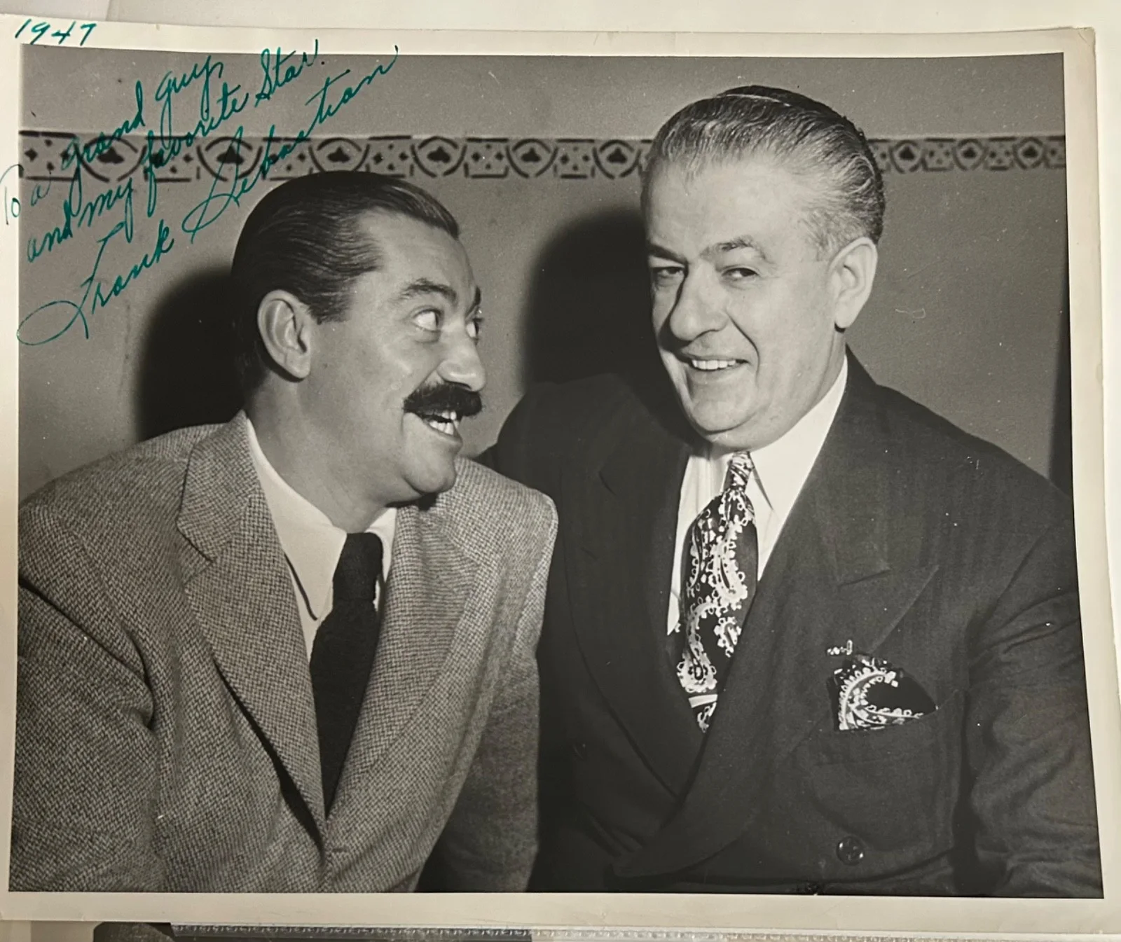 FRANK SEBASTIAN—SIGNED PHOTO To Jerry Colonna—LA COTTON CLUB+VENICE CAFE Owner, изображение 3