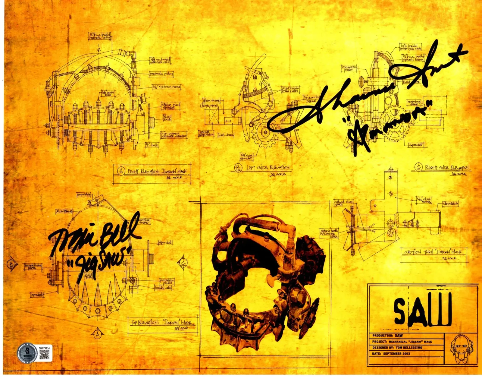 Tobin Bell & Shawnee Smith — Tobin Bell & Shawnee Smith signed 11x14 Metallic Photo Saw Jigsaw Beckett