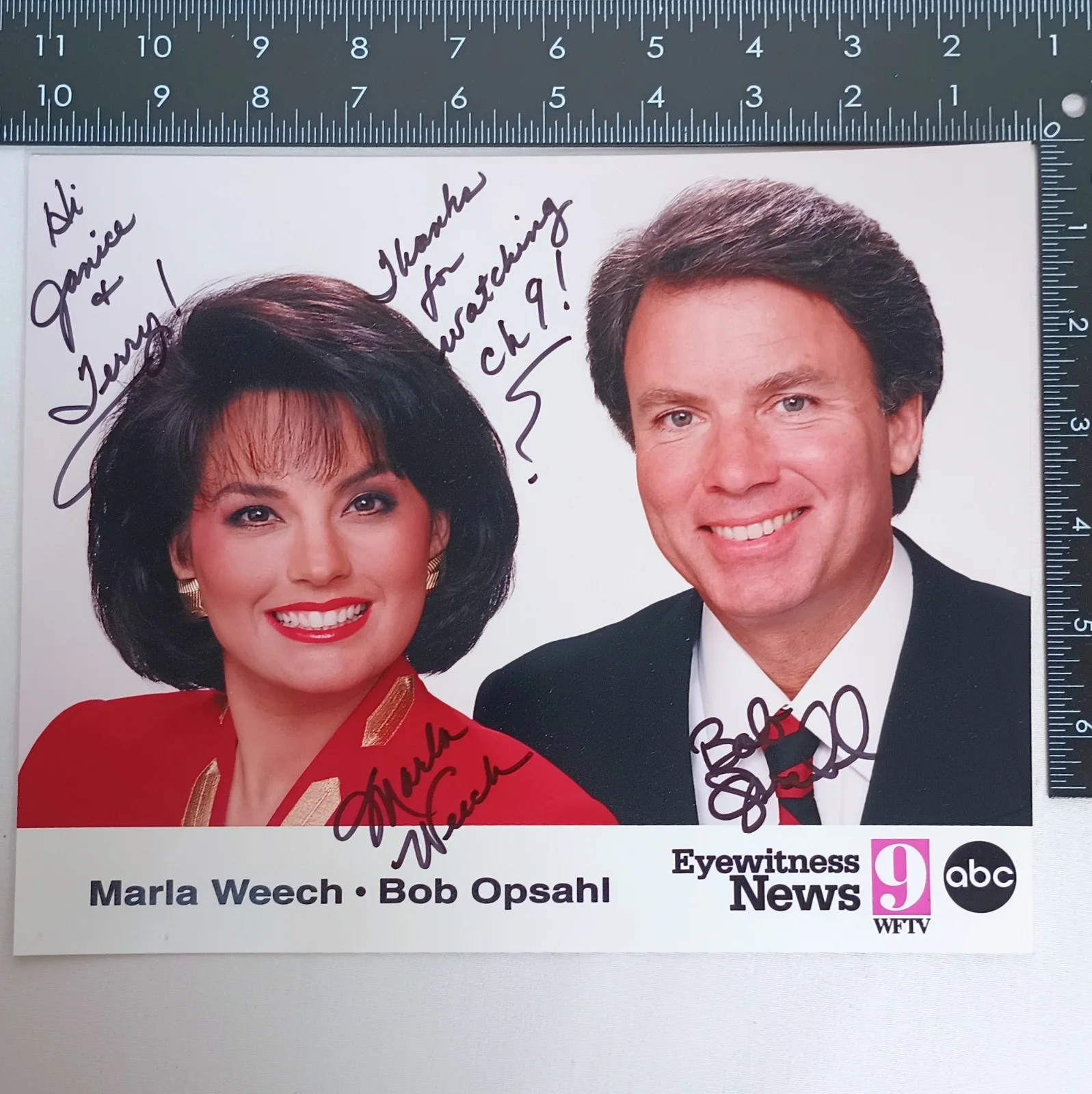Bob Opsahl, Marla Weech — WFTV Channel 9 Orlando, Bob Opsahl, Marla Weech, Autographed Signed Photo 8 x 10, image 2
