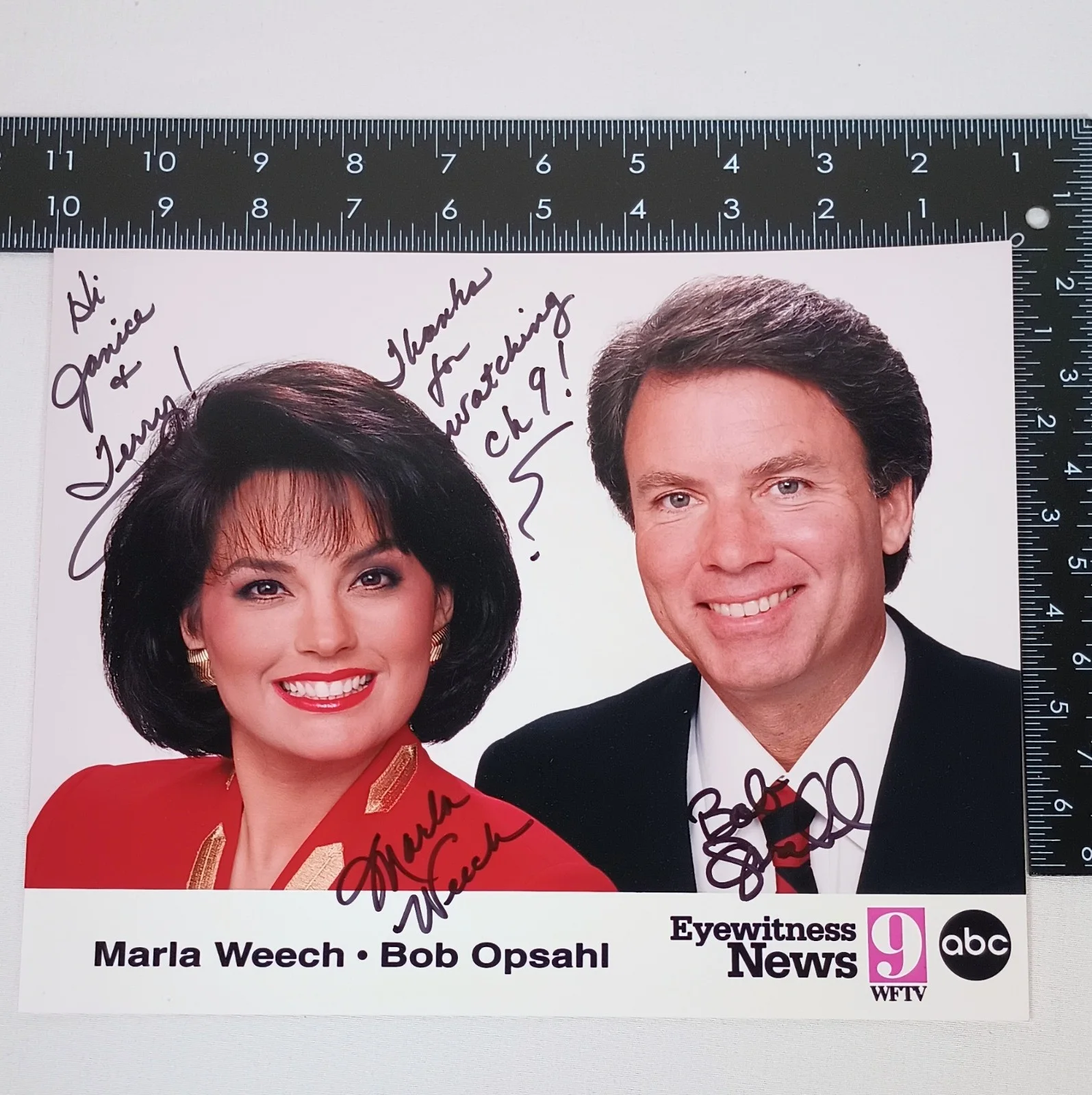 Bob Opsahl, Marla Weech — WFTV Channel 9 Orlando, Bob Opsahl, Marla Weech, Autographed Signed Photo 8 x 10, image 3