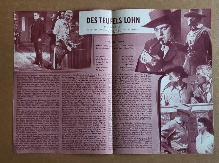 PAY THE DEVIL aka Man in the shadow 1957 Orson Welles Vintage German Programme, image 2