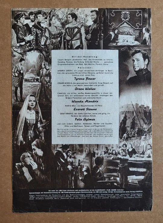 PRINCE OF FOXES 1949 Orson Welles Tyrone Power Vintage Original German Programme, image 3