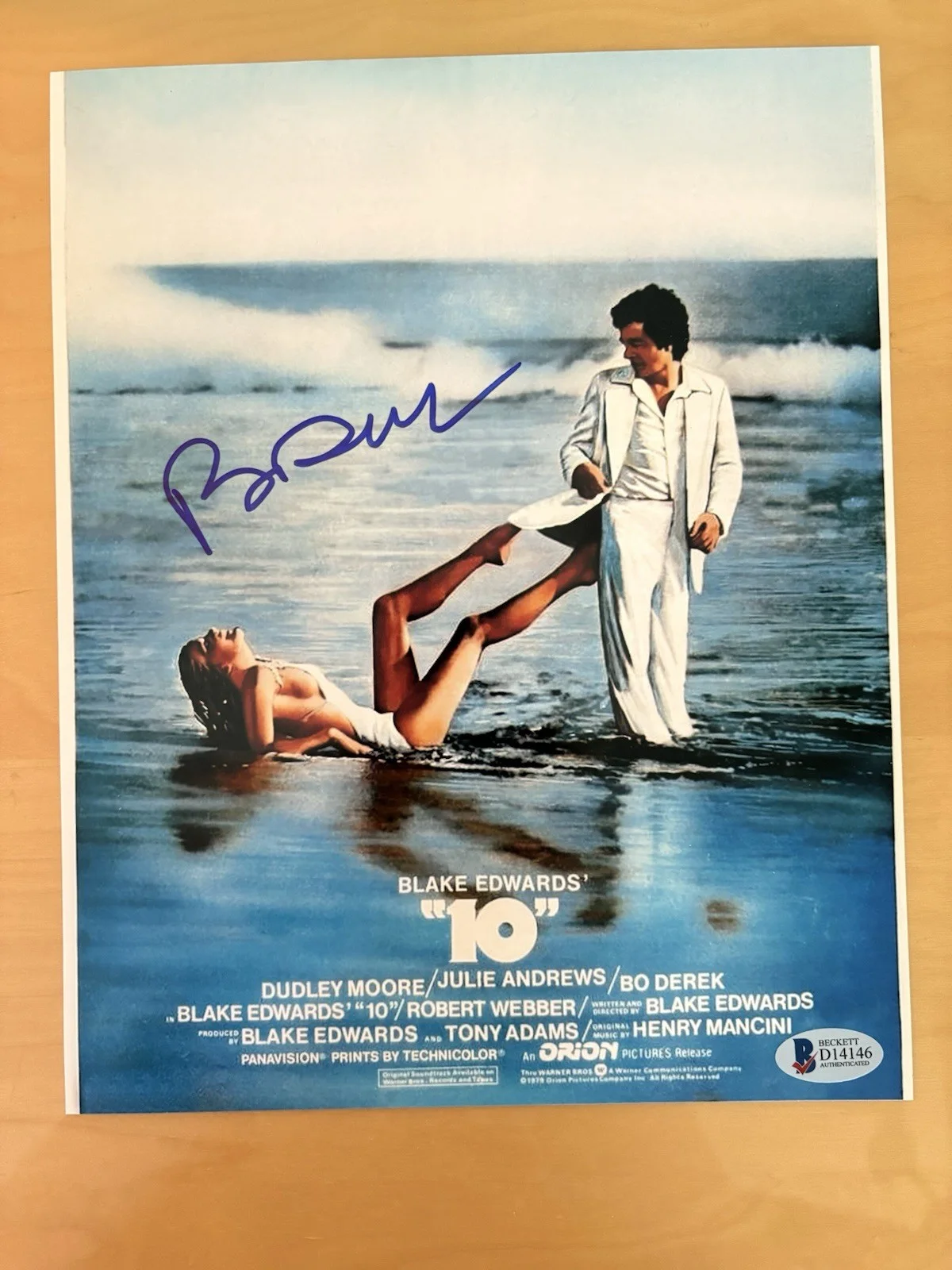 Bo Derek — Bo Derek “10” Signed 8x10 Poster Photo - BAS COA - Classic Beach Scene 1979