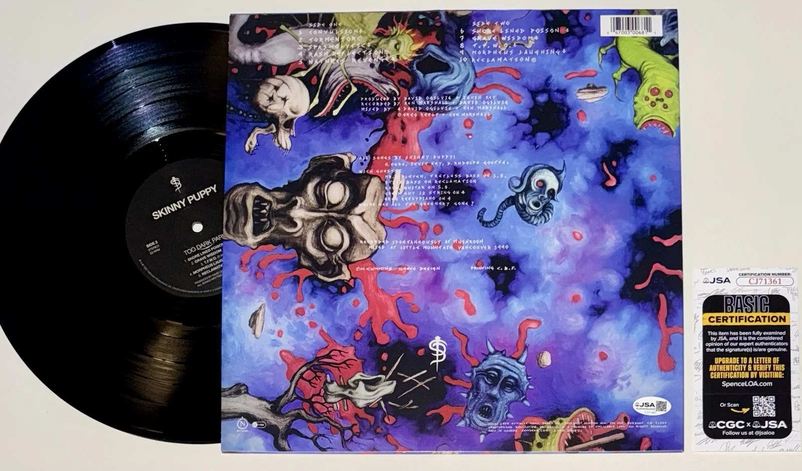 NIVEK OGRE SIGNED AUTOGRAPH "SKINNY PUPPY" VINYL ALBUM LP +JSA COA W/ LYRICS., изображение 4