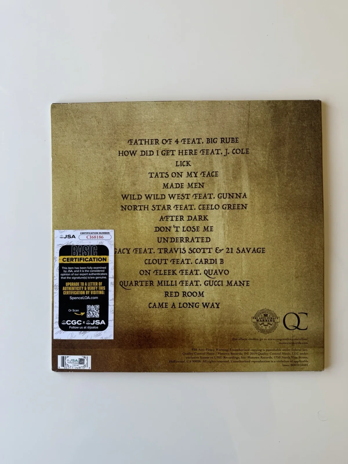 Offset Rapper Autographed “FATHER OF 4” Vinyl Album JSA COA, изображение 2