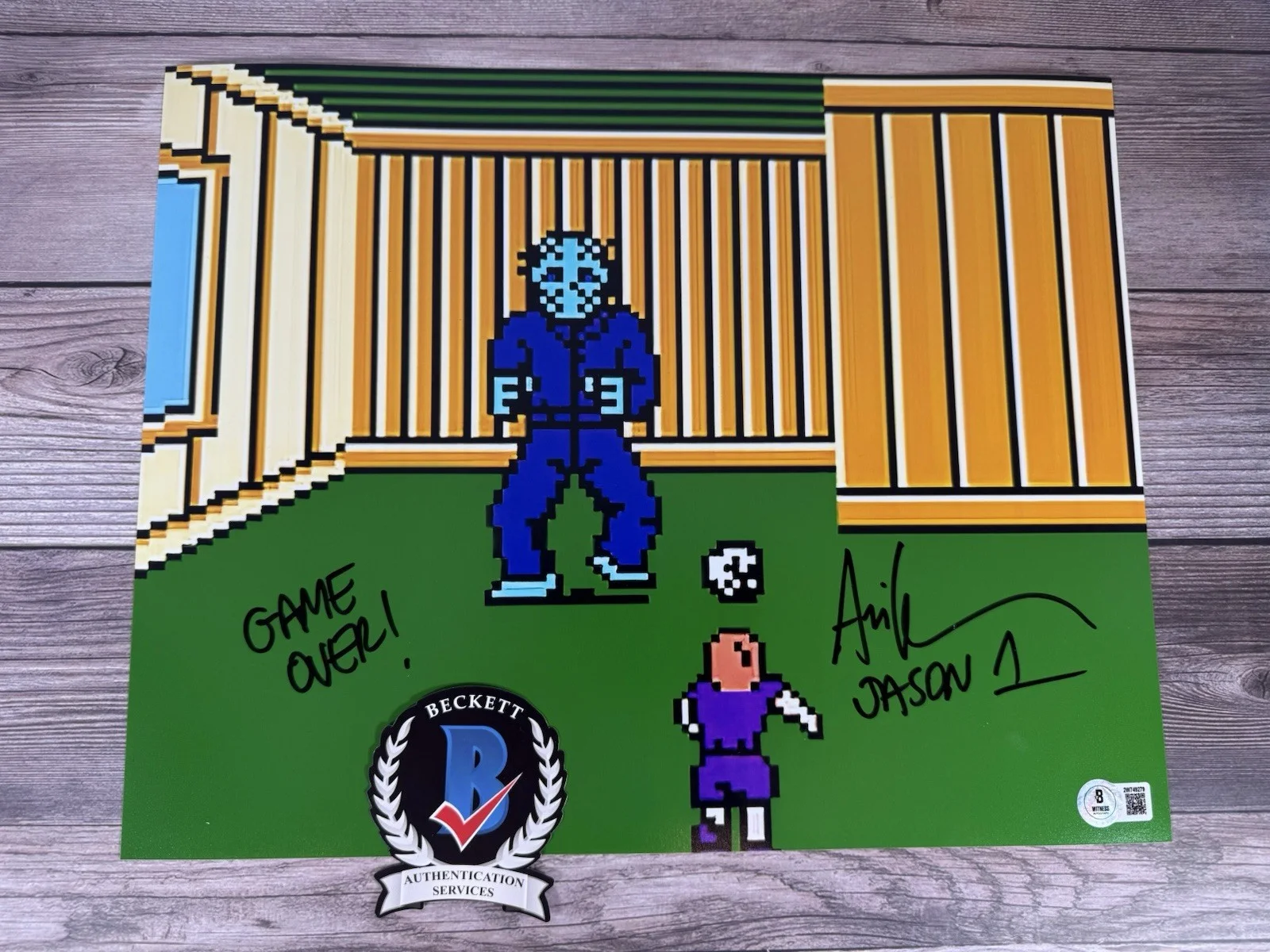 ARI LEHAM SIGNED 11X14 PHOTO FRIDAY THE 13TH NINTENDO JASON BECKETT COA 2W749279, изображение 2