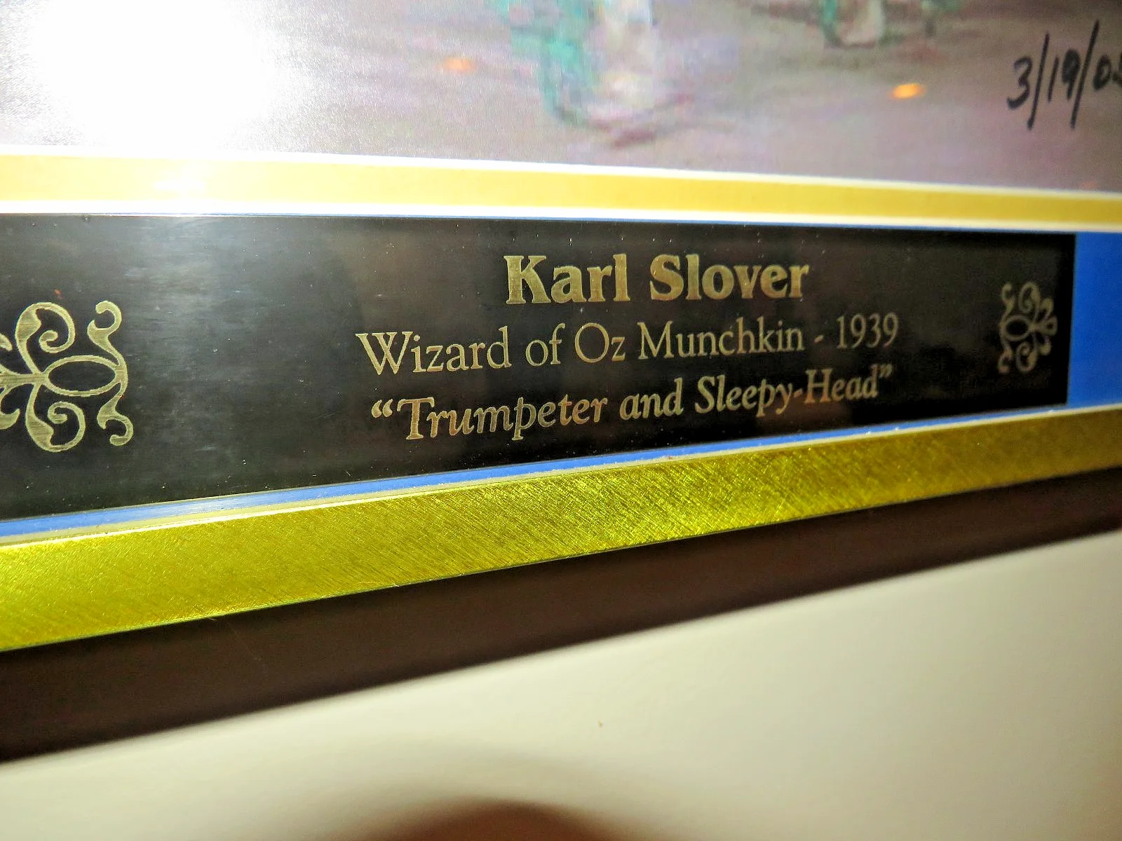 SEE LISTING — 1939 WIZARD OF OZ MUNCHKIN KARL SLOVER TRUMPETER & SLEEPY HEAD SIGNED PHOTO FRAM, изображение 5