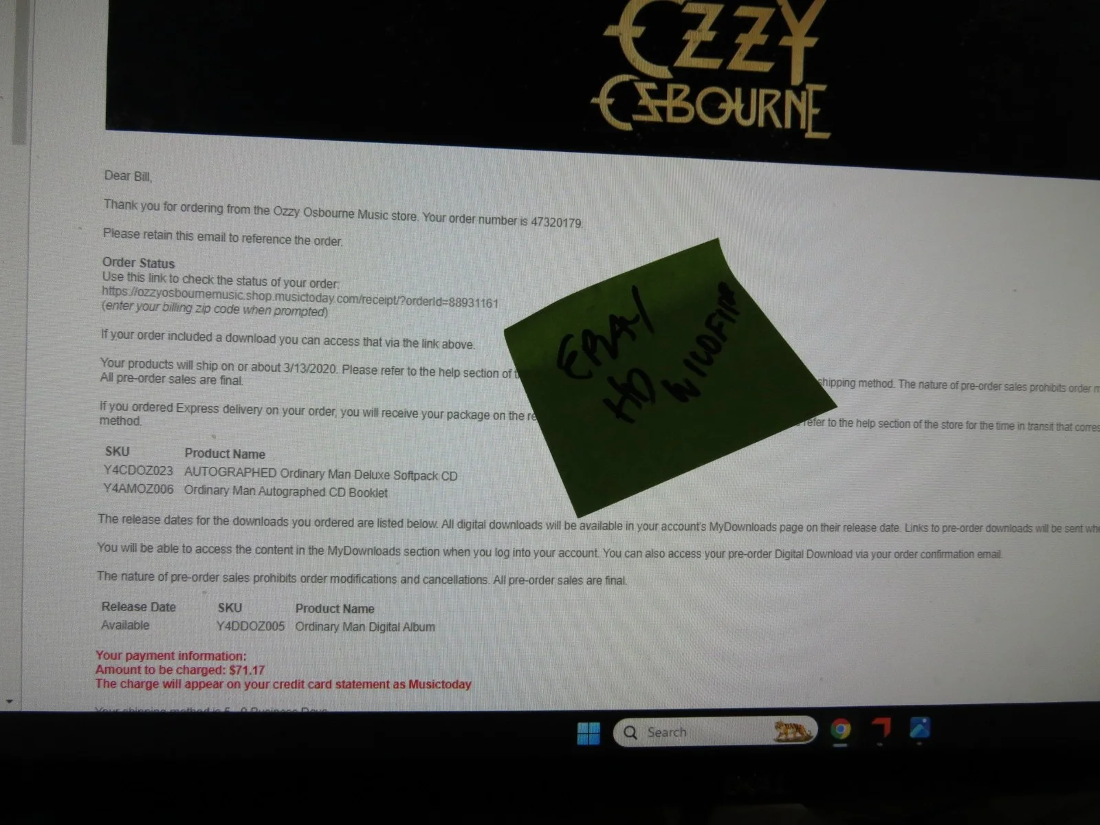 OZZY OSBOURNE SIGNED ORDINARY MAN CD BOOKLET autograph Black Sabbath photo, изображение 3