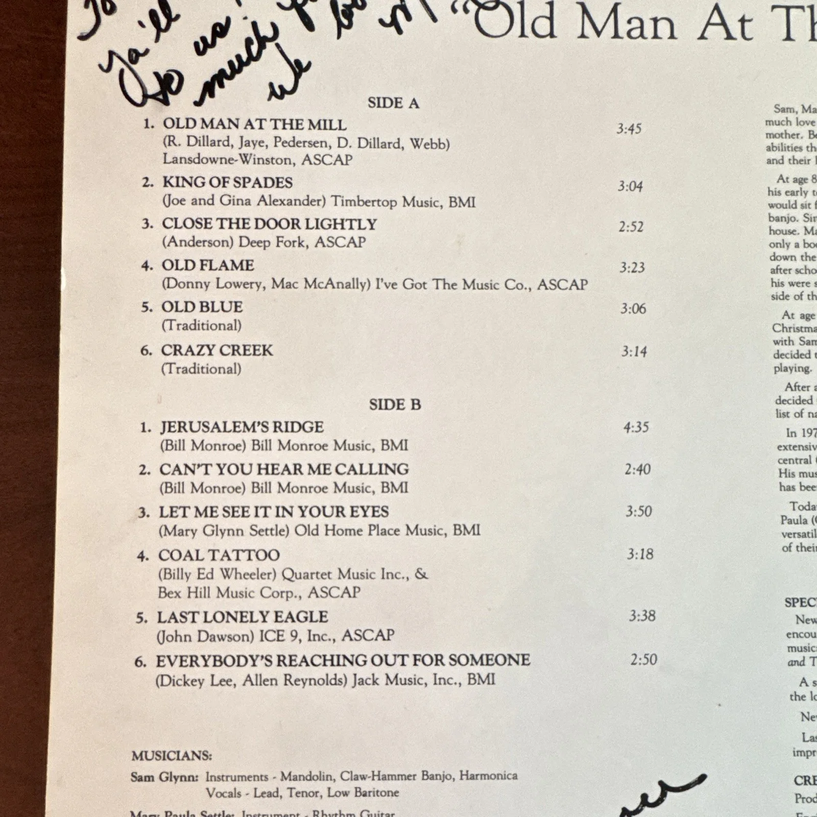 Signed- Liberty 'Old Man At The Mill' Autographed Original Vinyl Record, image 3