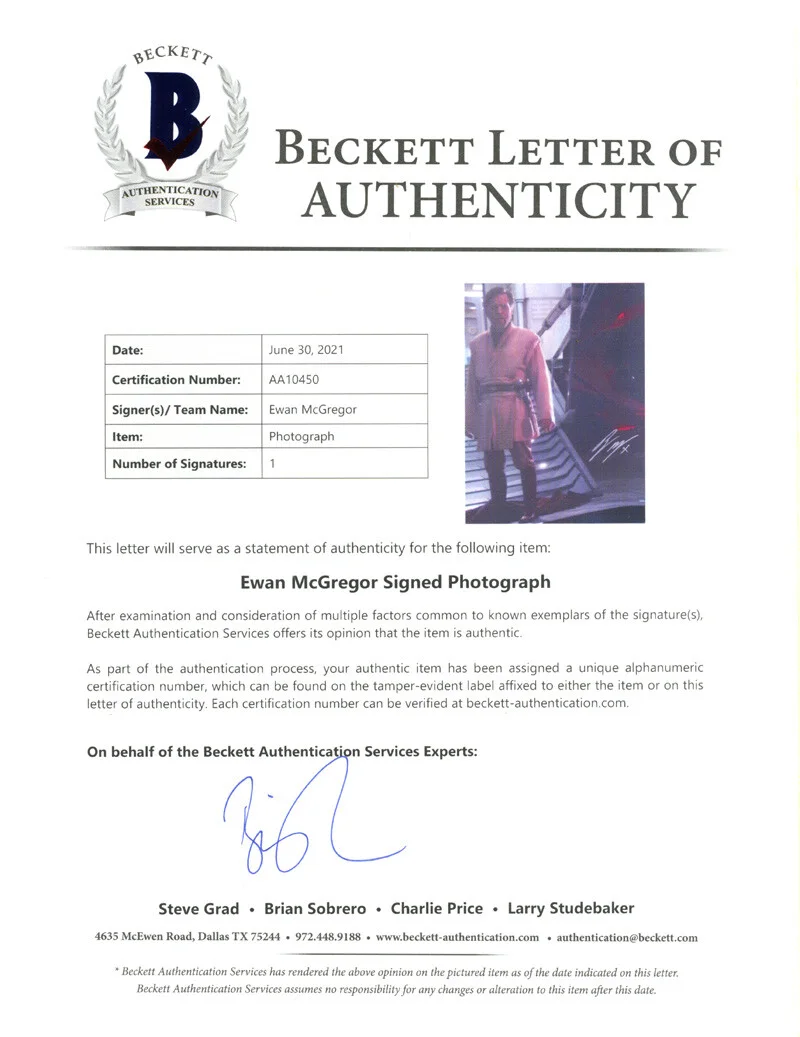 EWAN MCGREGOR SIGNED 16x20 PHOTO STAR WARS OBI-WAN KENOBI OPX BECKETT BAS LOA, image 4