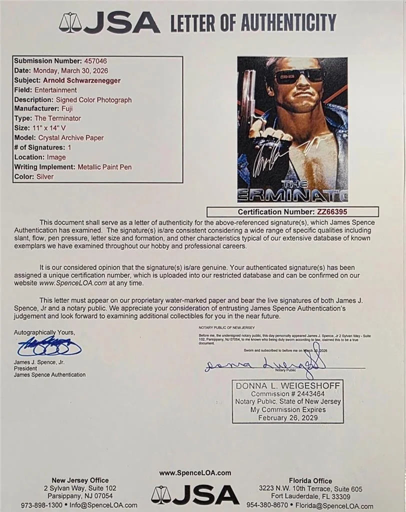 Arnold Schwarzenegger signed The Terminator 11x14 Photo autograph ~ JSA, image 4