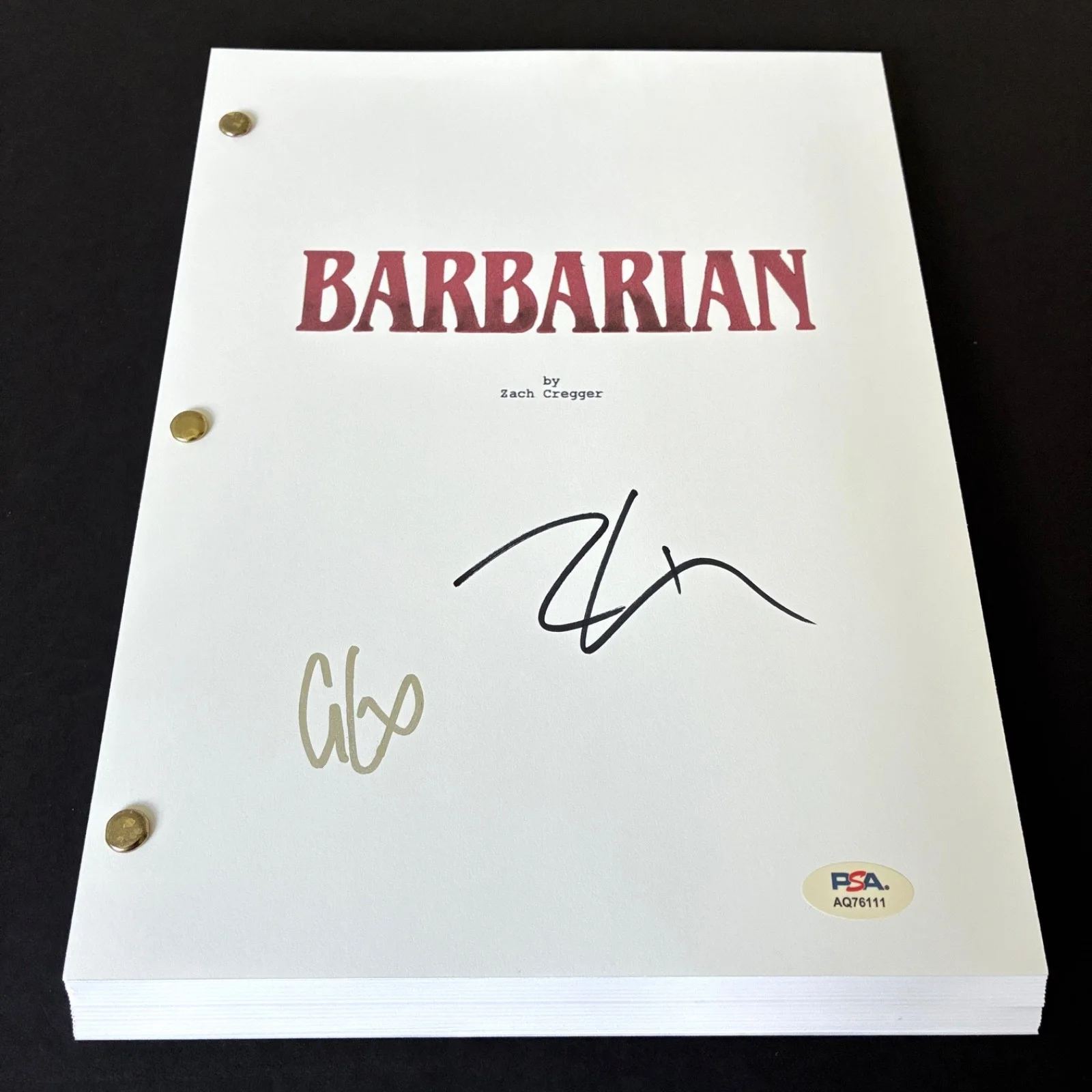 Zach Cregger, Georgina Campbell — ZACH CREGGER GEORGINA CAMPBELL SIGNED BARBARIAN MOVIE SCRIPT FULL 126 PAGE PSA