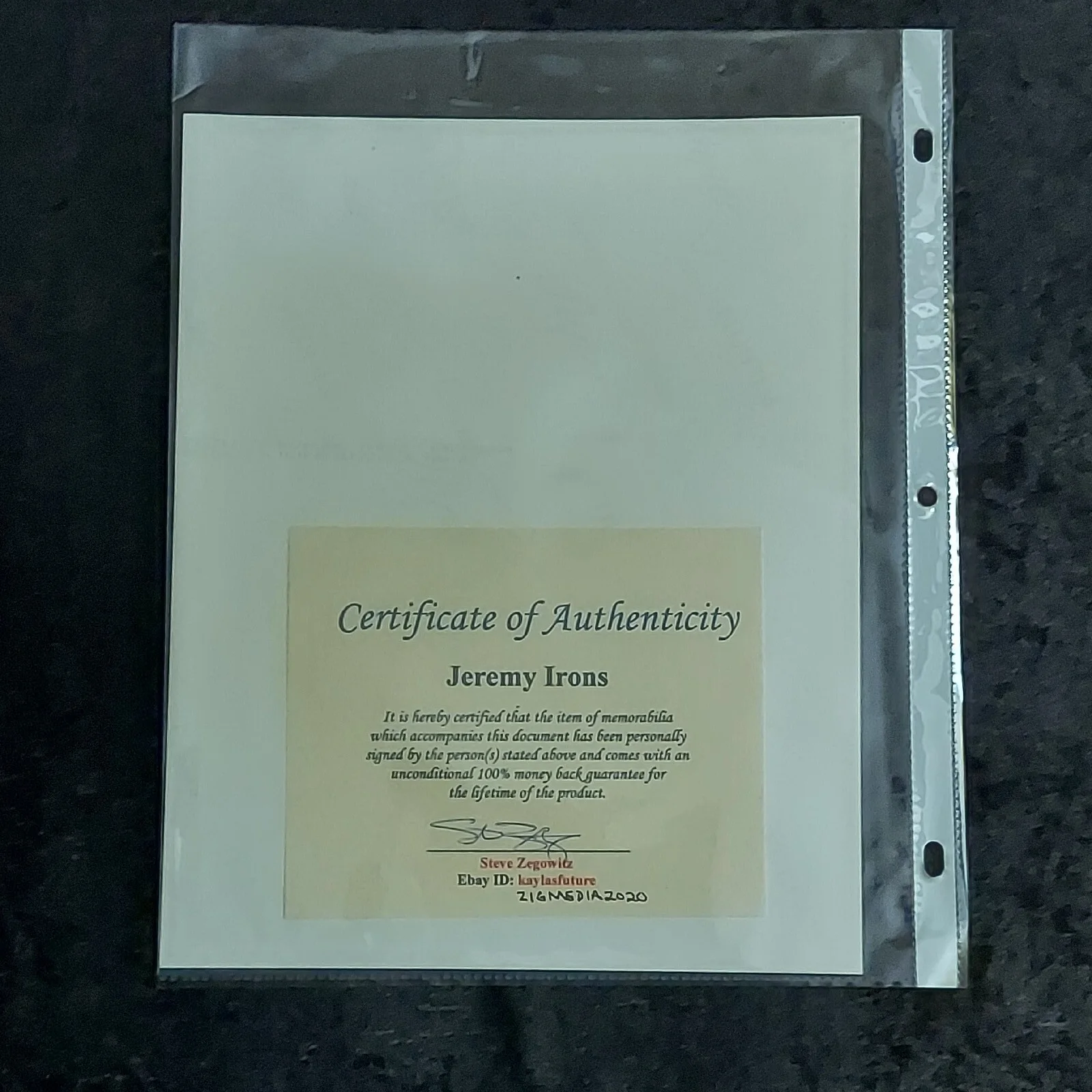 Jeremy Irons — Jeremy Irons Hand Signed 8X10 Photo AUTOGRAPHED w COA Cassanova, изображение 3