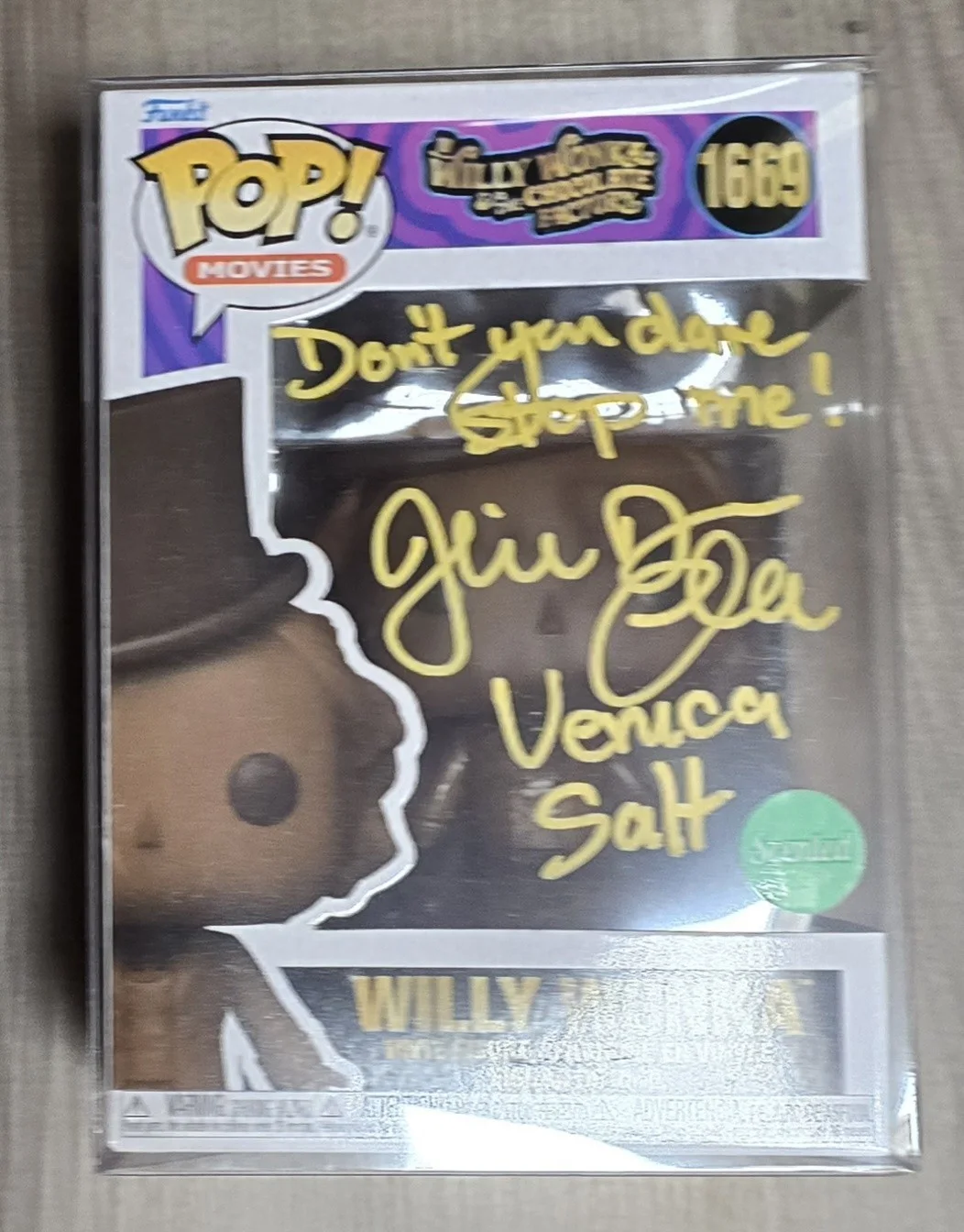 Julie Dawn Cole — Funko POP! Julie Dawn Cole Auto Signed 1669 Veruca Salt Willy Wonka w/Protector