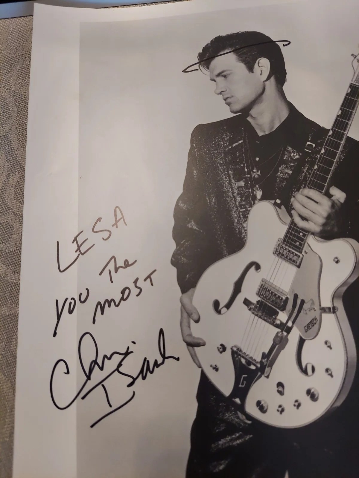 CHRIS ISAAK SIGNED Photo with GUITAR + Halo + Advertizing poster for Cd., image 3