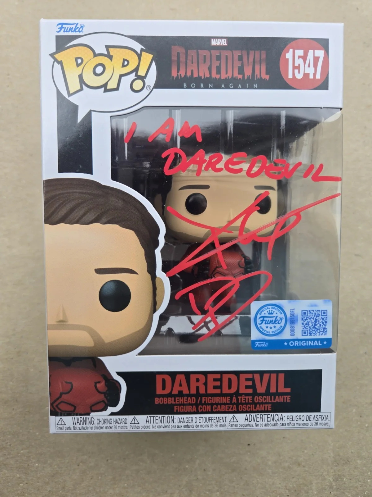 Charlie Cox — Charlie Cox SIGNED Daredevil Born Again #1547 Funko WITH QUOTE/CN! JSA COA