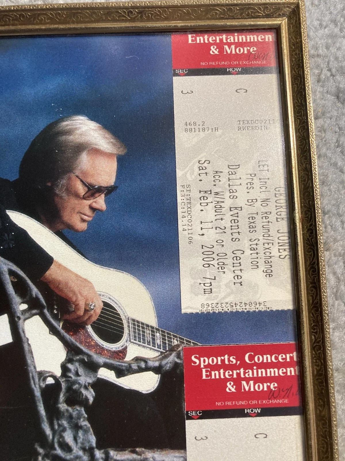 GEORGE JONES-Autographed 8 x 10 Photograph-Country Music With Concert Tickets, изображение 2