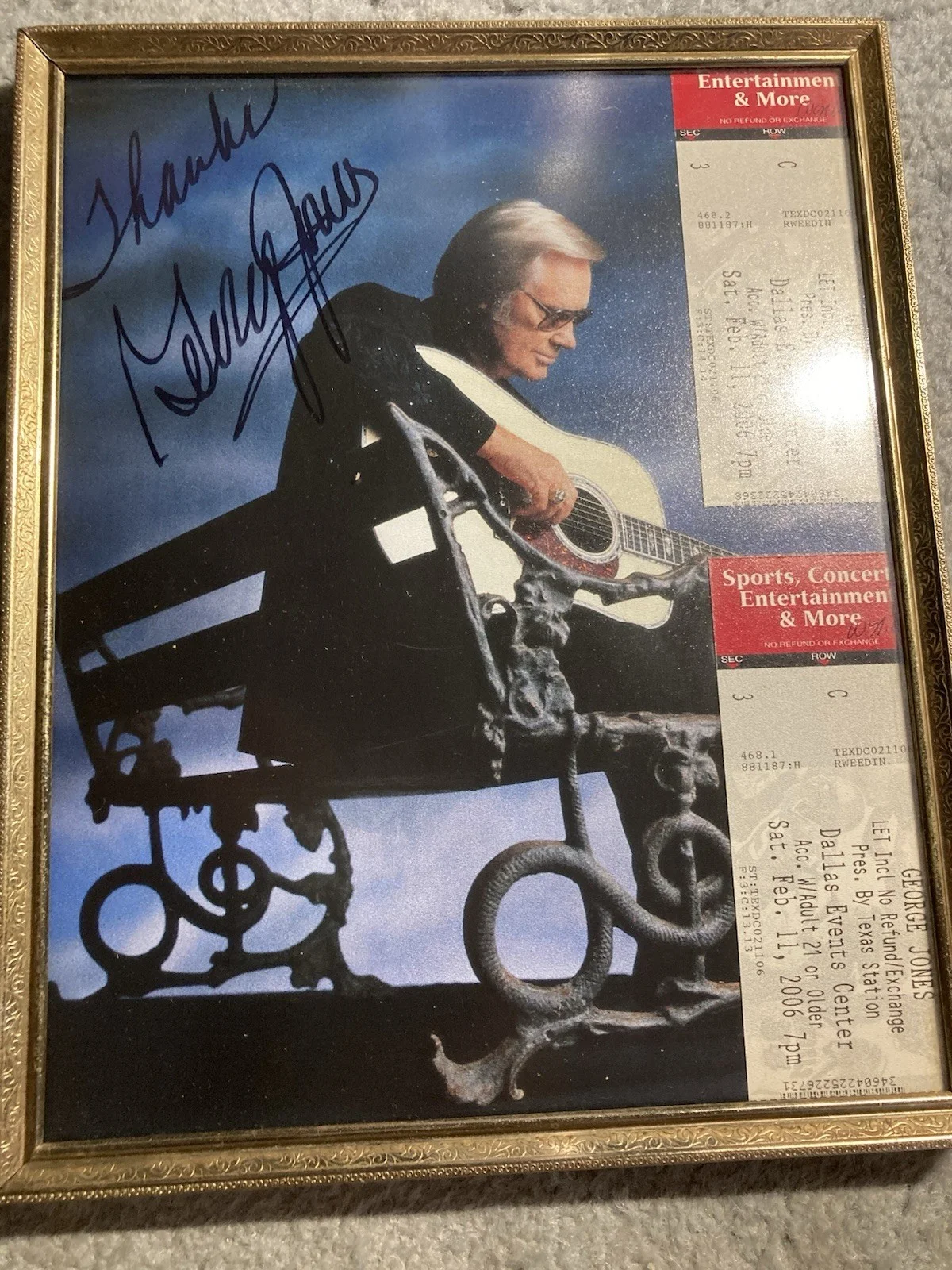 GEORGE JONES-Autographed 8 x 10 Photograph-Country Music With Concert Tickets, изображение 4