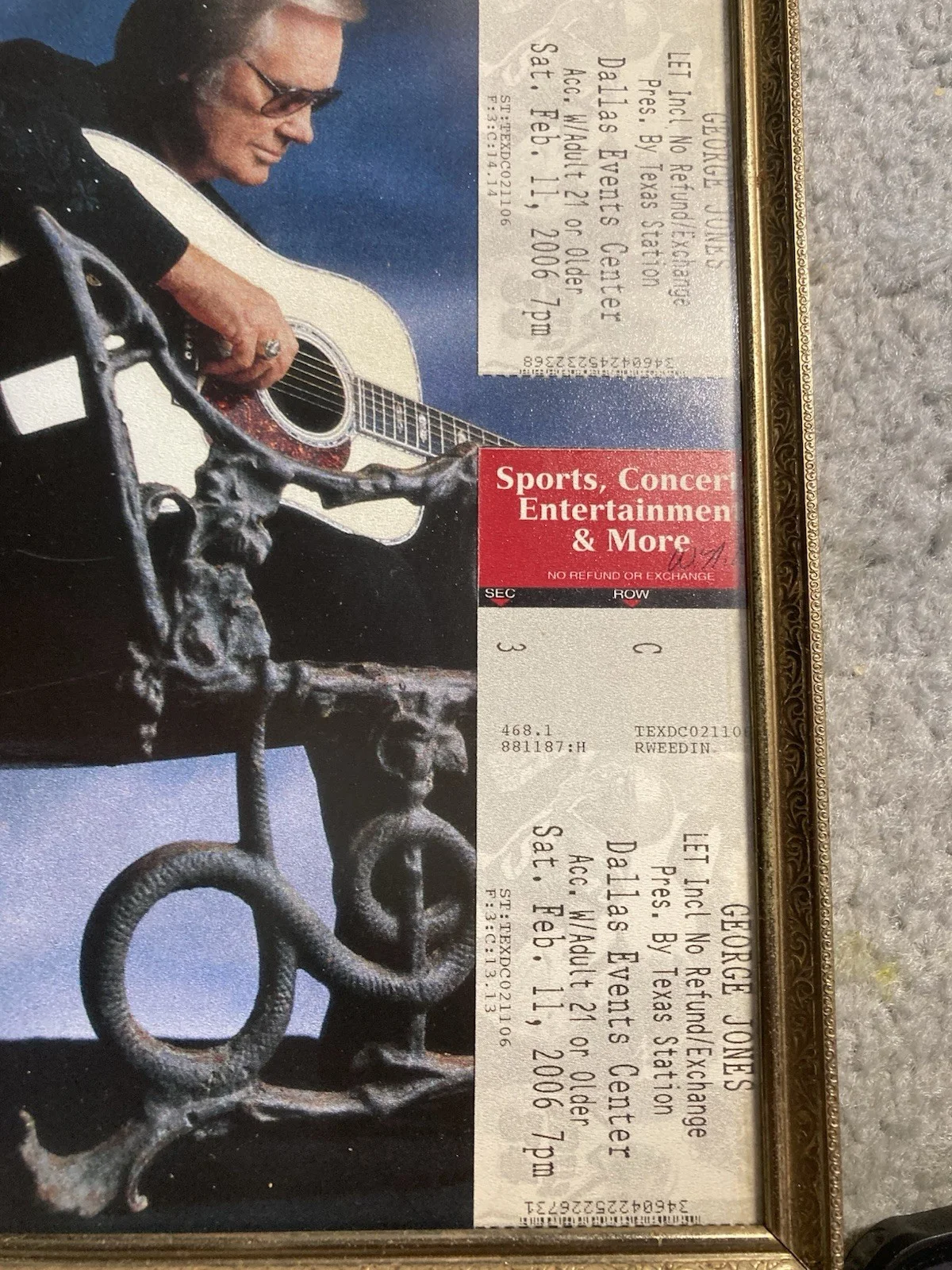 GEORGE JONES-Autographed 8 x 10 Photograph-Country Music With Concert Tickets, изображение 5