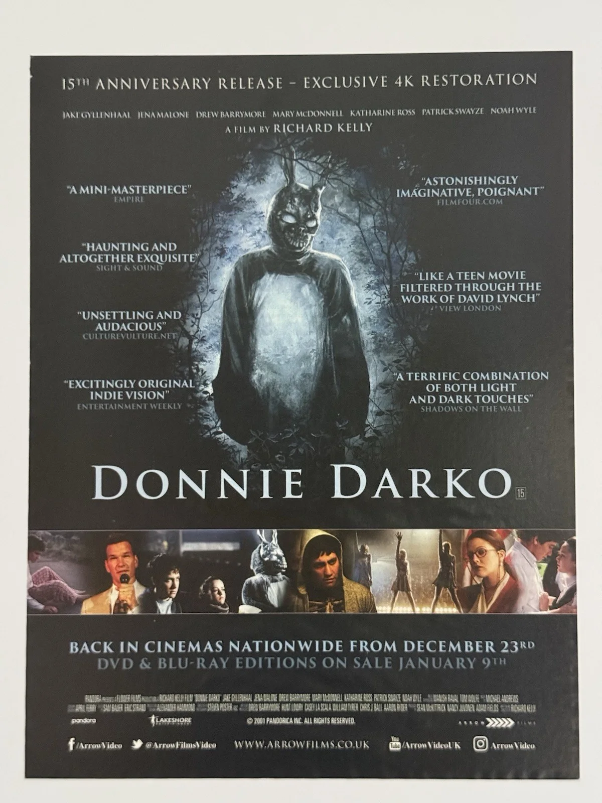 Donnie Darko Original Cinema Advert Framed A3 Frank Rabbit Movie Poster, изображение 3