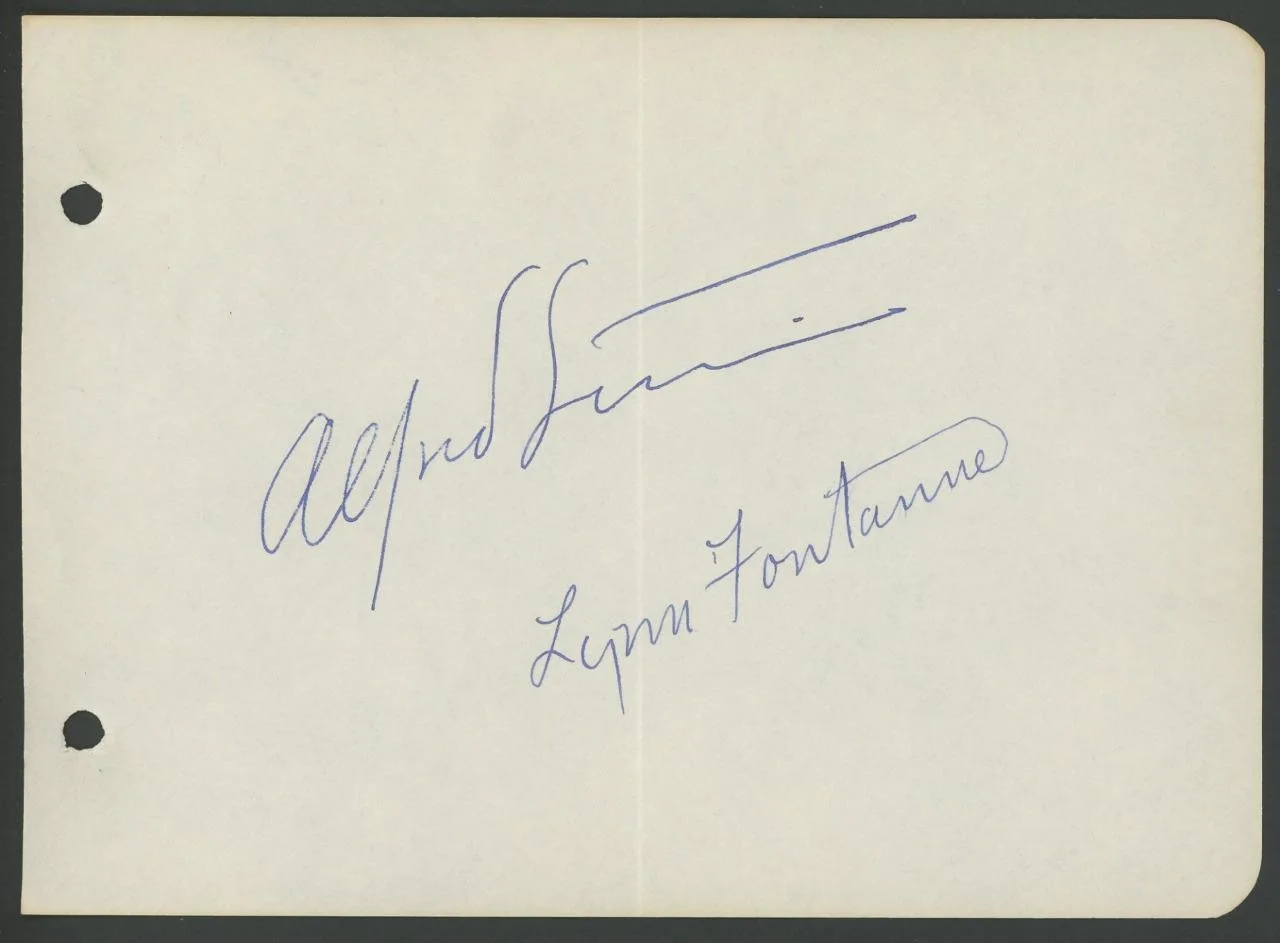 Alfred Lunt & Lynn Fontanne — ALFRED LUNT & LYNN FONTANNE dual-signed album page | autographs