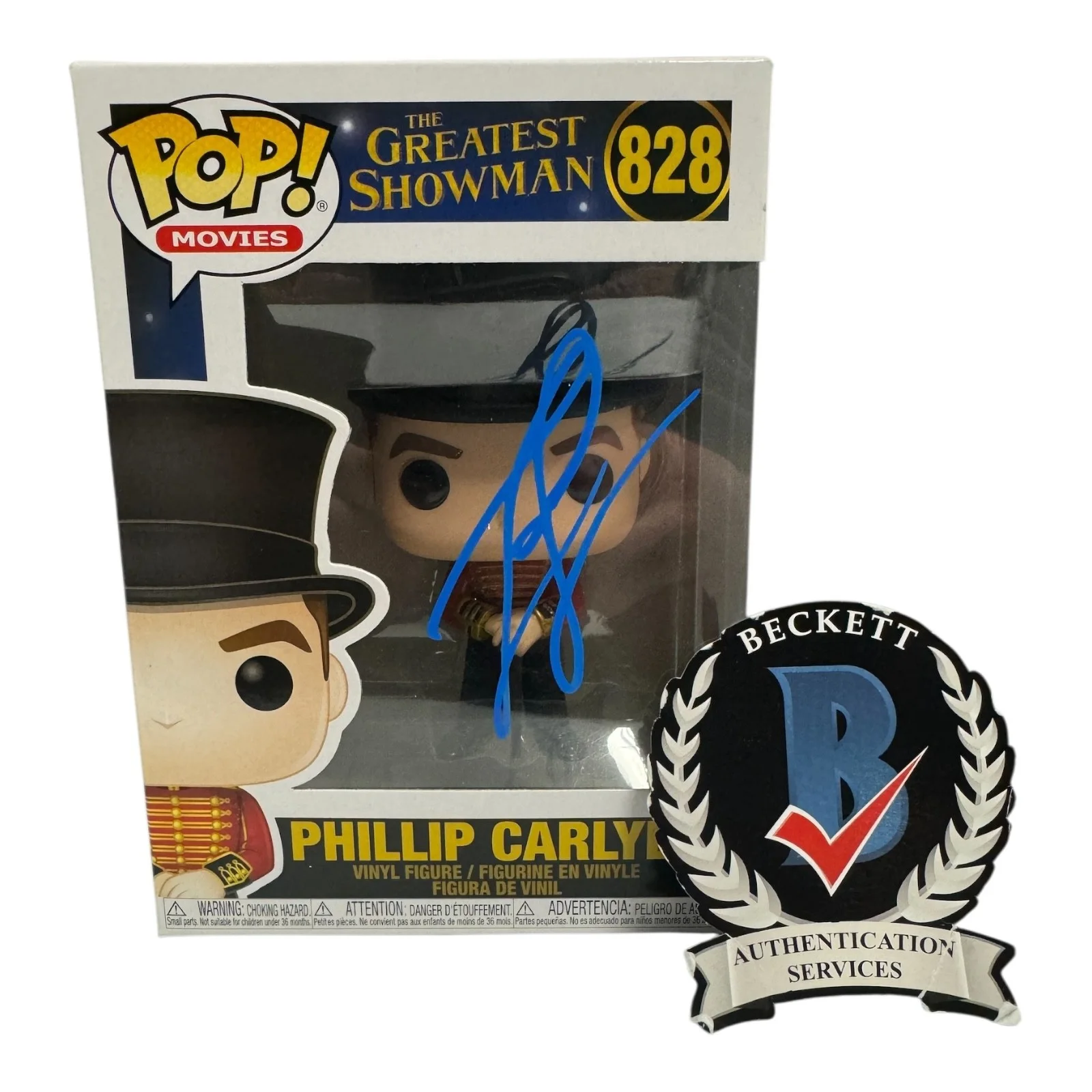 Zac Efron — Zac Efron Signed Autograph Funko Pop 828 The Greatest Showman Beckett BAS