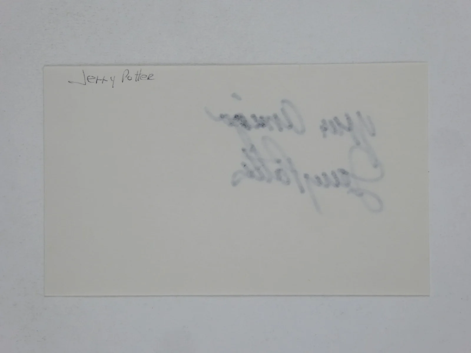 Jerry Potter — Jerry Potter Hand Signed Autographed 3x5 Index Card Misery Wild Wild West Dallas, image 2