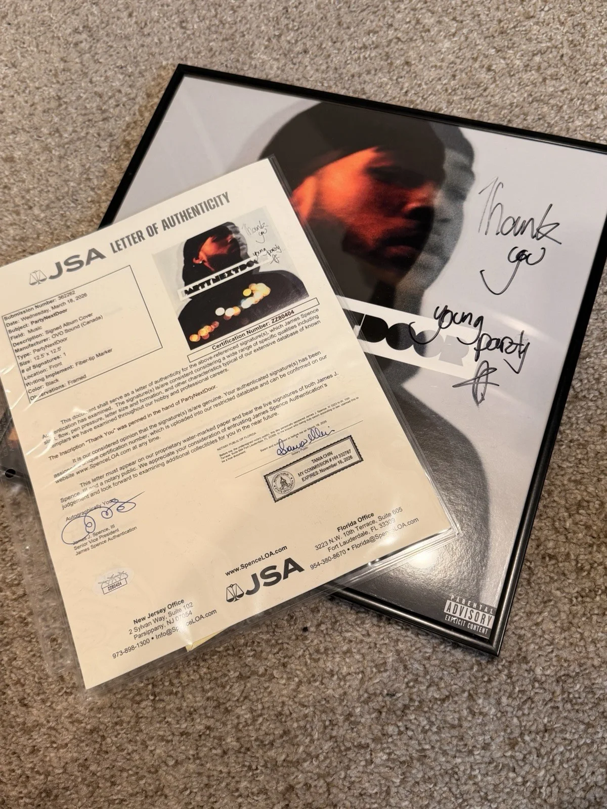 PartyNextDoor SIGNED Framed Vinyl - JSA Authenticated - RARE - First Pressing, image 4
