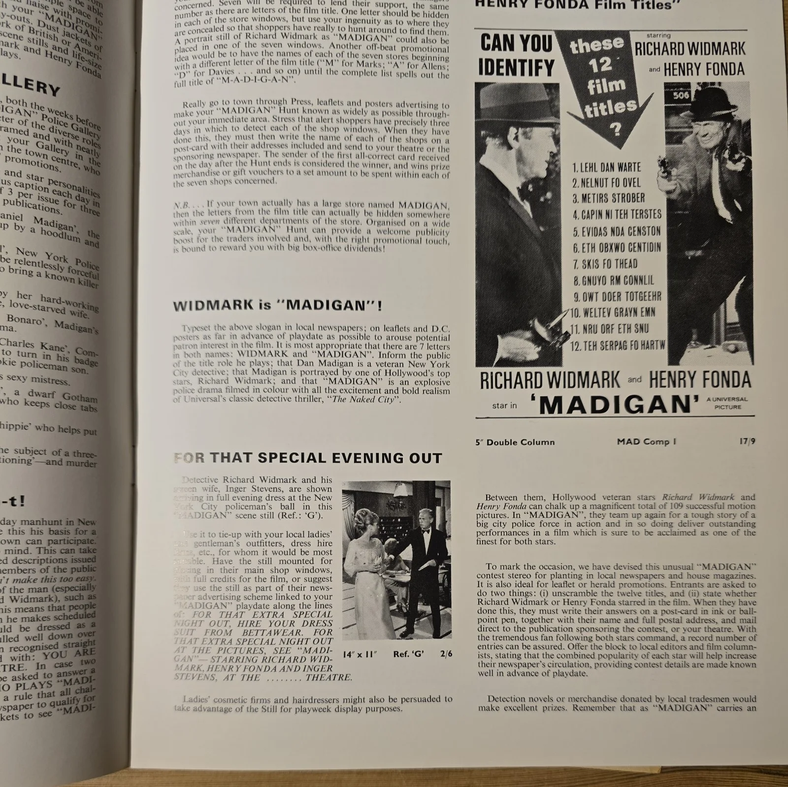 MADIGAN 1968 UK press publicity services book posters ads stills Richard Widmark, image 2