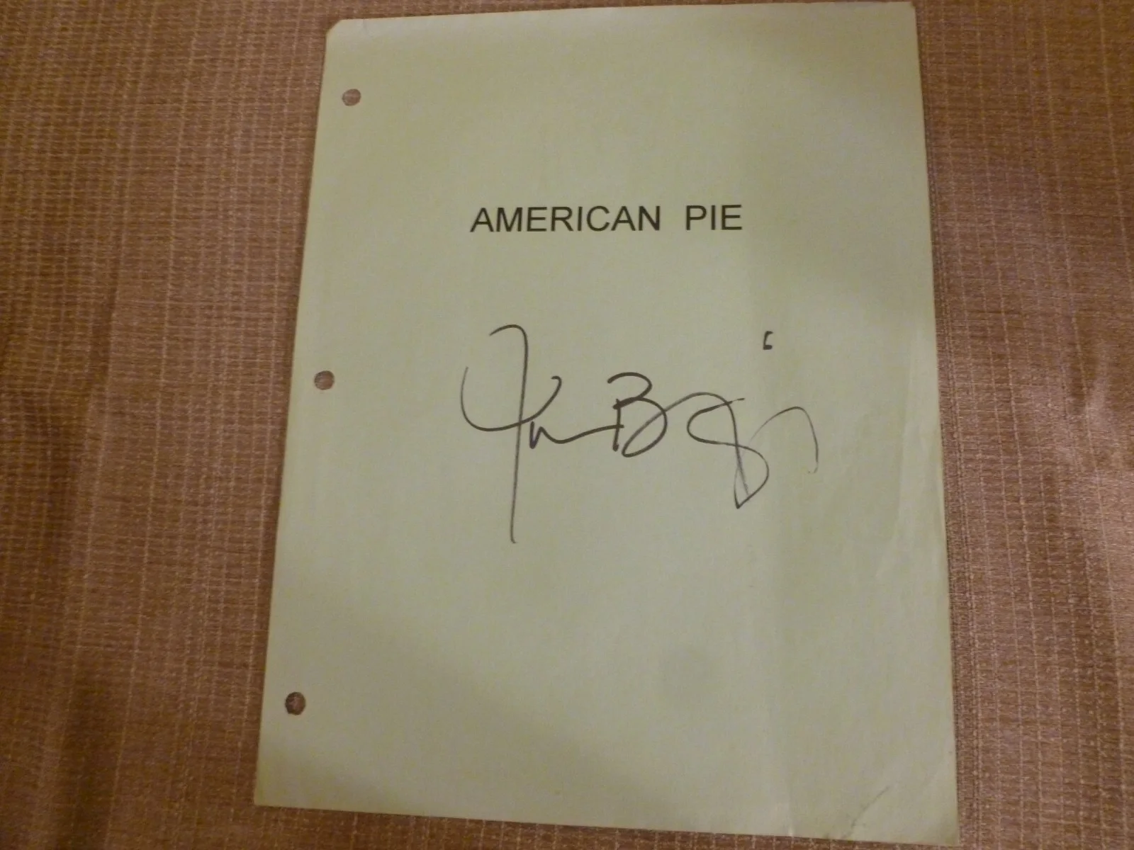 Jason Biggs — Jason Biggs Signed American Pie Movie Script Cover Page with COA