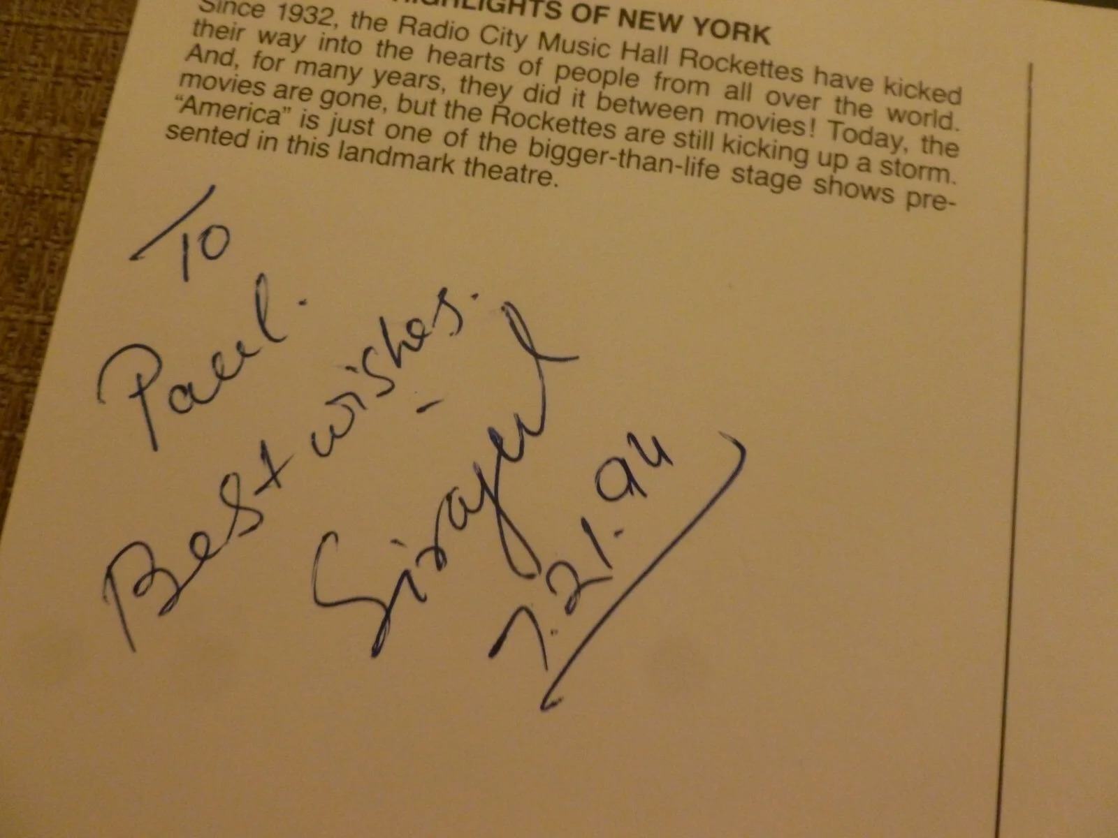 Sirajul Islam — Sirajul Islam Signed NYC Postcard David Letterman Ed Sullivan Theatre Neighbors, изображение 2
