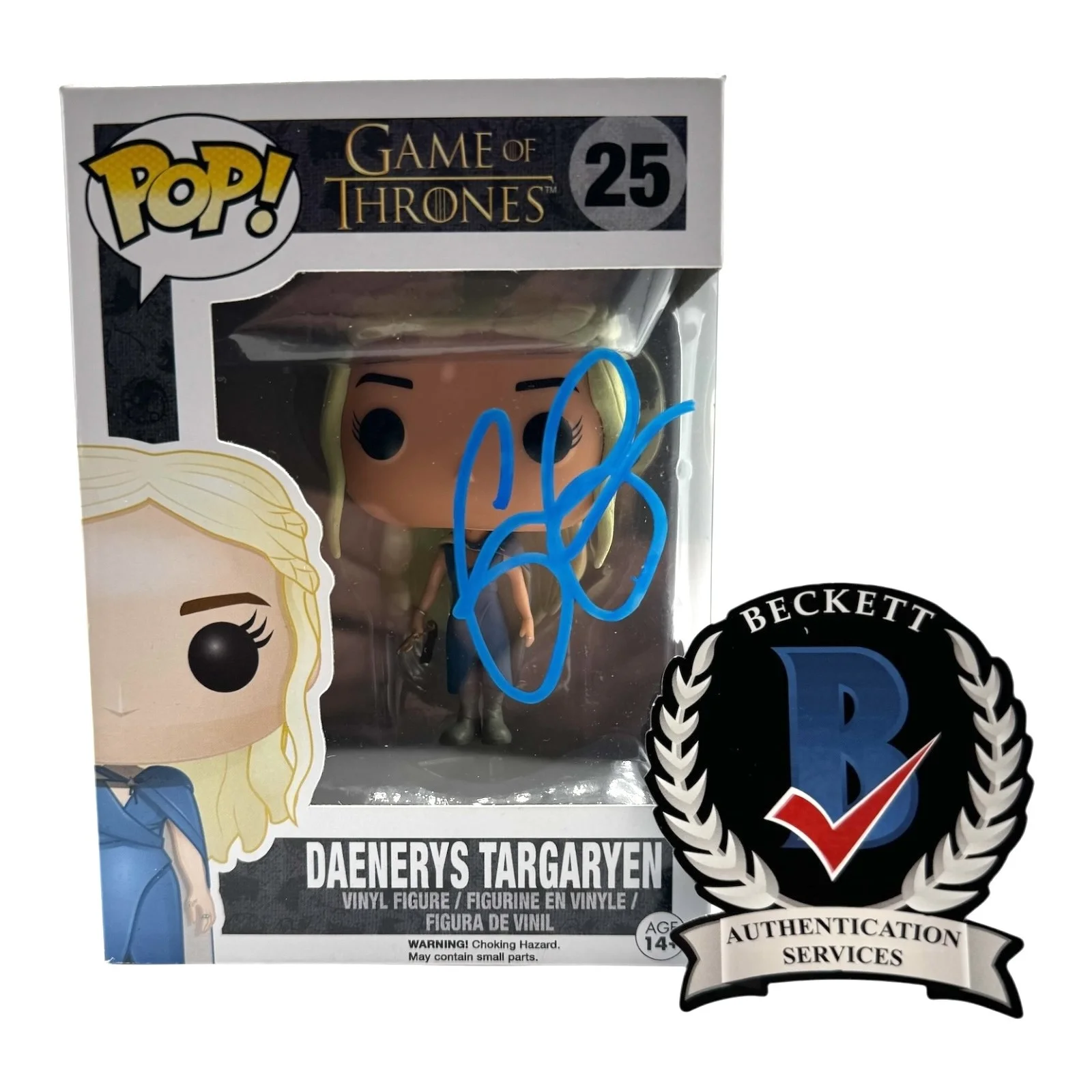 EMILIA CLARKE — EMILIA CLARKE SIGNED AUTOGRAPH GAME OF THRONES FUNKO POP 25 BECKETT DAENERYS