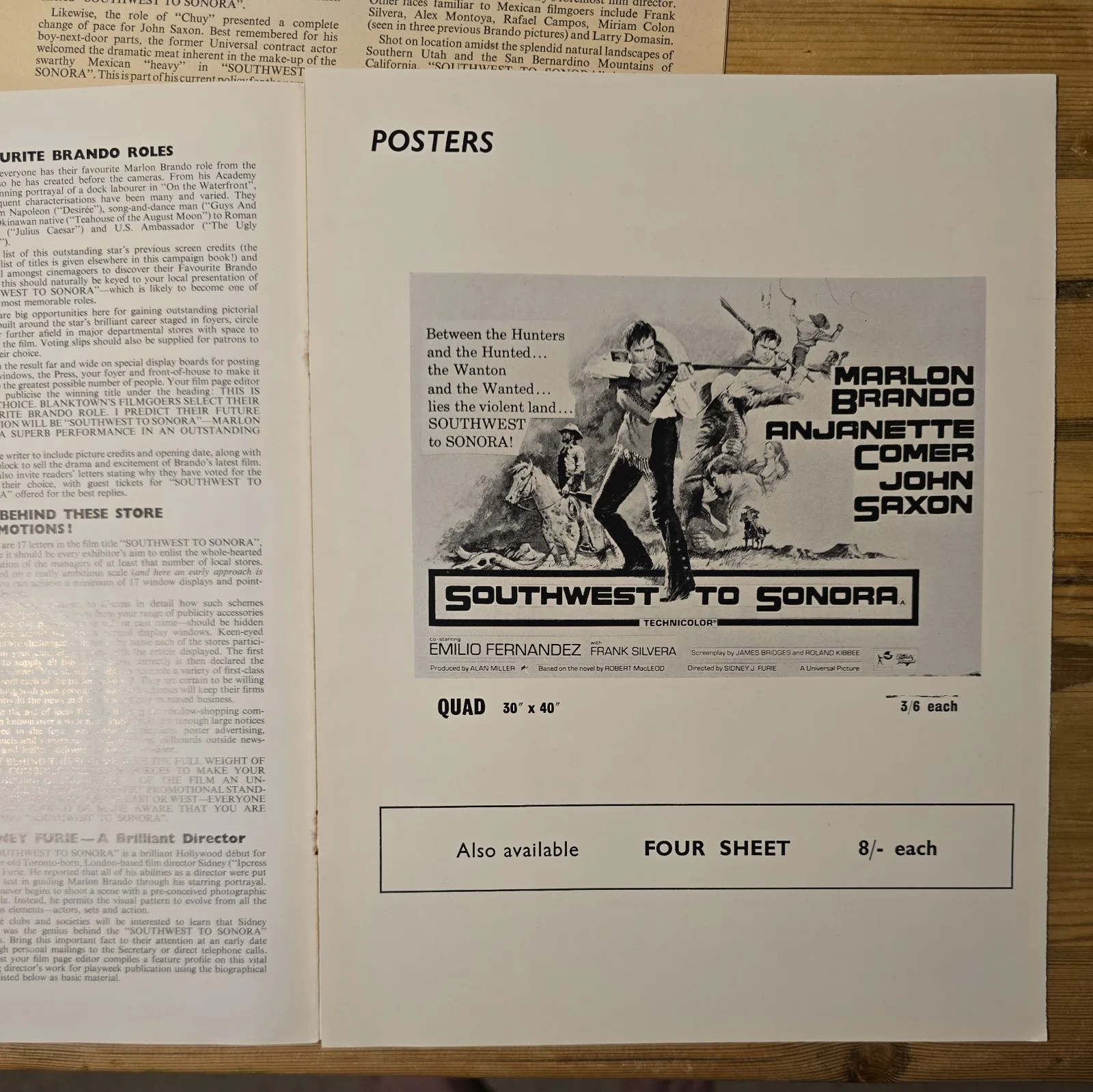 SOUTHWEST TO SONORA 1966 UK press publicity services book posters ads stills, image 5