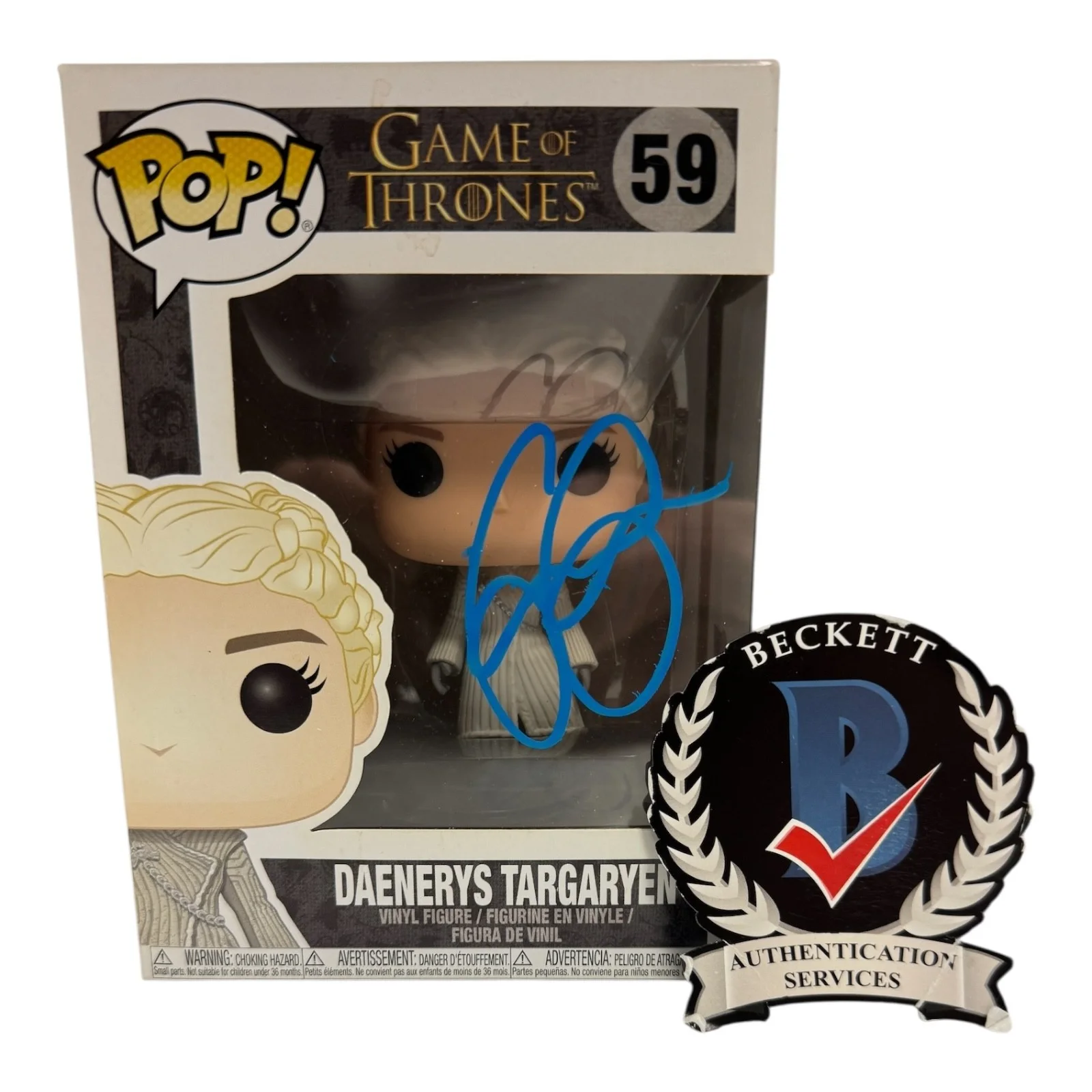 EMILIA CLARKE — EMILIA CLARKE SIGNED AUTOGRAPH GAME OF THRONES FUNKO POP 59 BECKETT DAENERYS