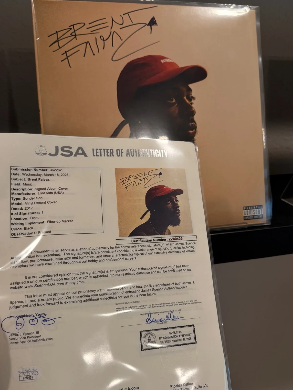 Brent Faiyaz Signed Sonder Son Vinyl LP Red VERY RARE, JSA Authenticated, image 2