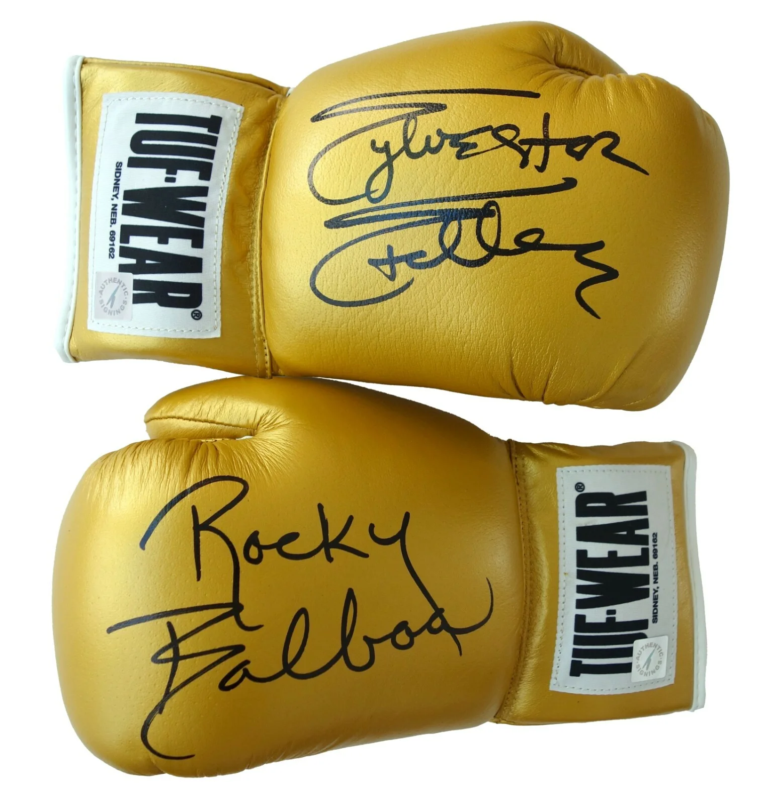 Sylvester Stallone — Sylvester Stallone Rocky Balboa Autographed Tuf Wear Boxing Gloves ASI Proof