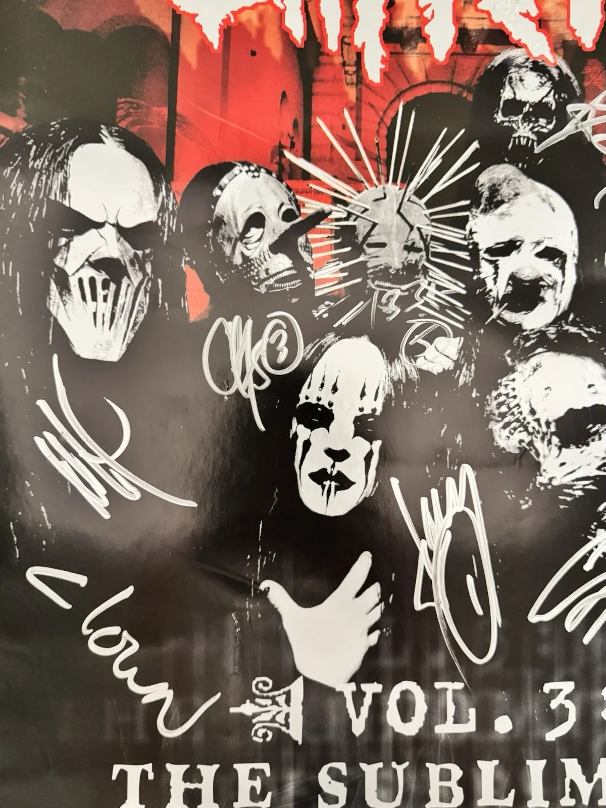 Slipknot Vol3 2005 AU/NZ Tour poster autographed by all 9 Original members 16x23, изображение 2