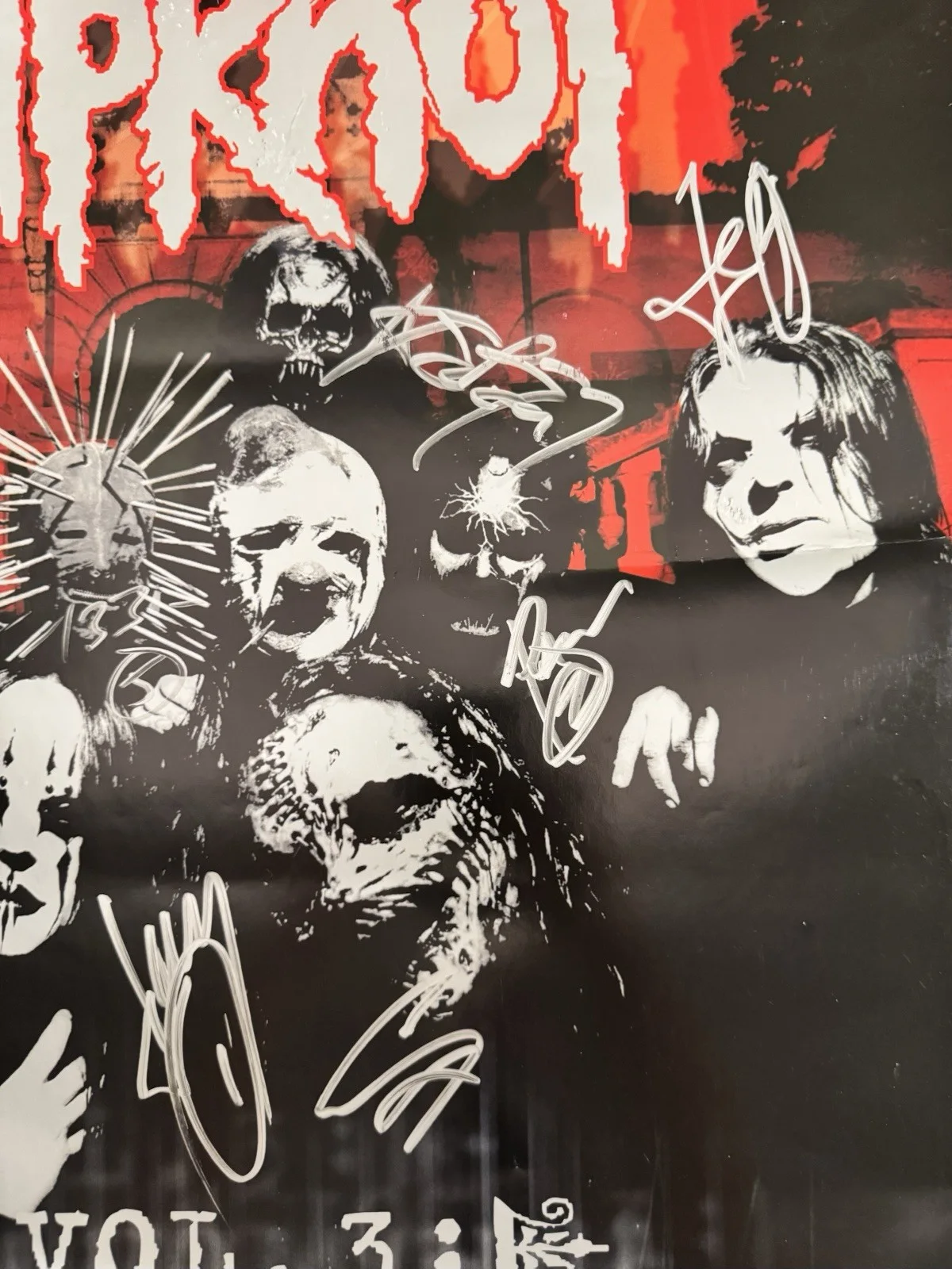 Slipknot Vol3 2005 AU/NZ Tour poster autographed by all 9 Original members 16x23, изображение 3