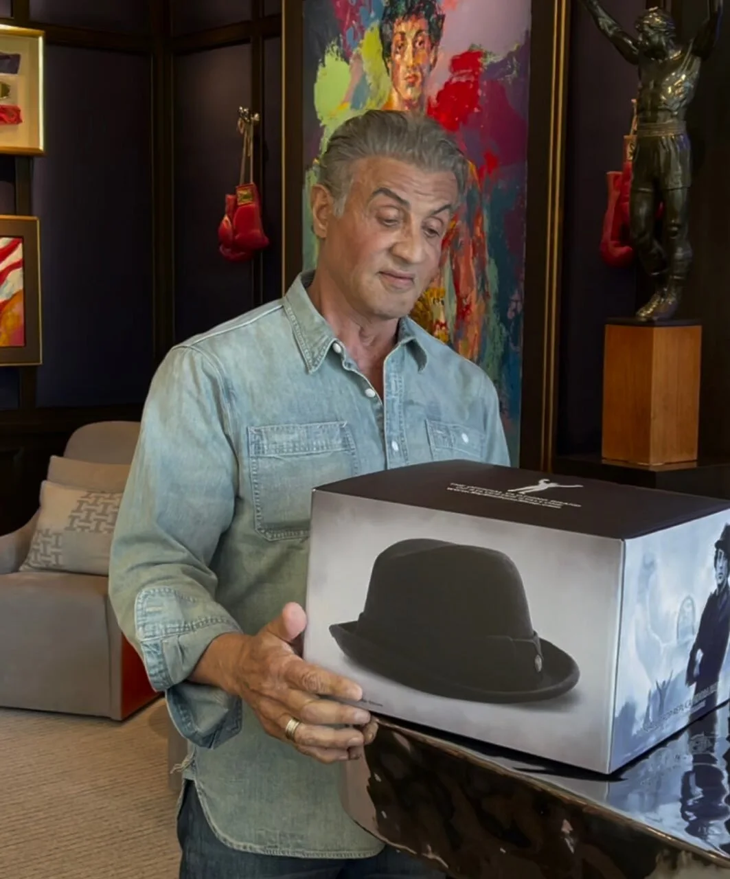 Sylvester Stallone — Sylvester Stallone Rocky Balboa Autographed Fedora Hat ASI Proof, image 5