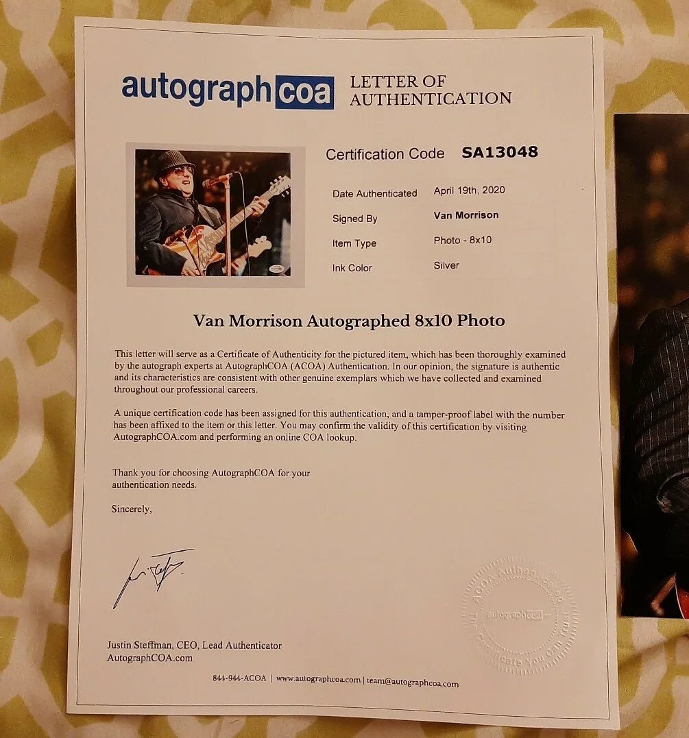 Van Morrison signed autographed 8x10 photo ACOA COA LOA #SA13048, image 3