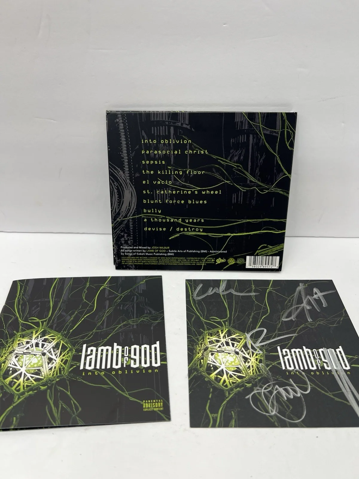 LAMB OF GOD Band SIGNED ✍️ AUTOGRAPHED "INTO OBLIVION" NEW CD SIGNED INSERT, image 5
