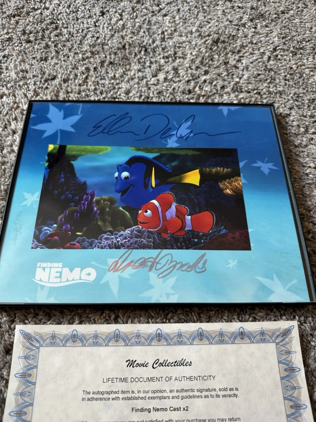 Ellen DeGeneres authentic signature on finding Nemo, image 2