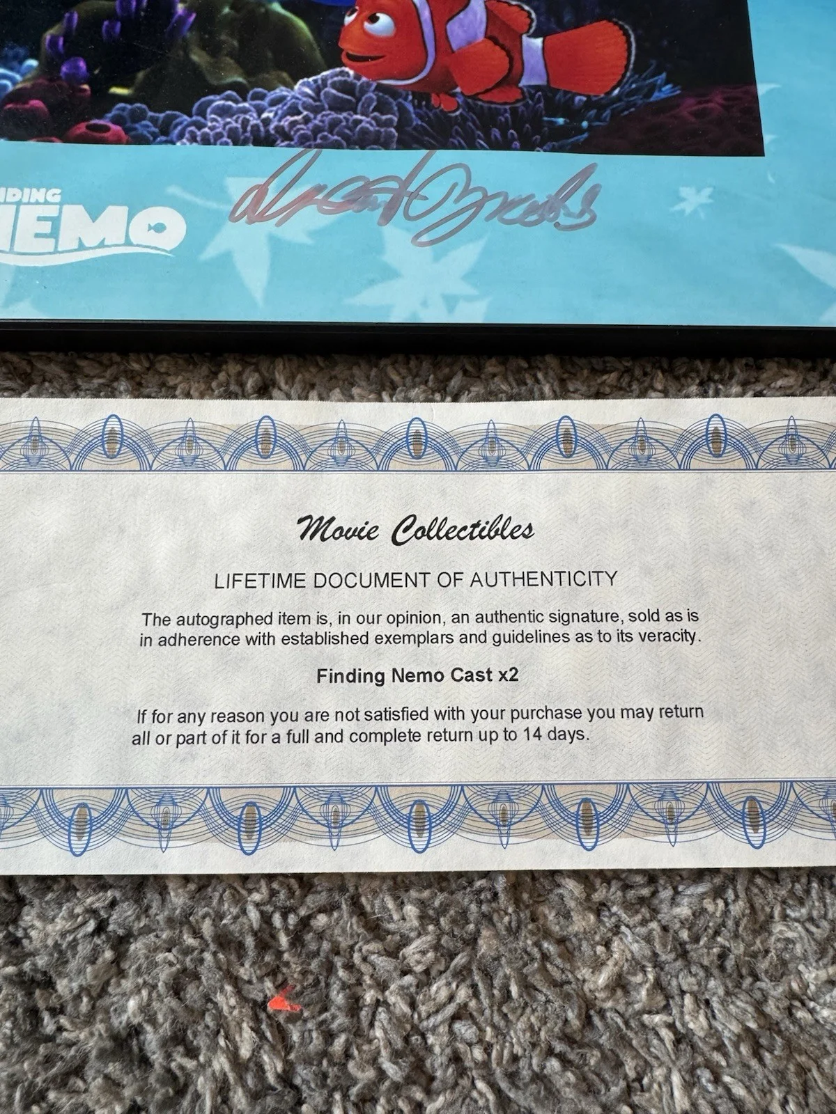Ellen DeGeneres authentic signature on finding Nemo, image 3