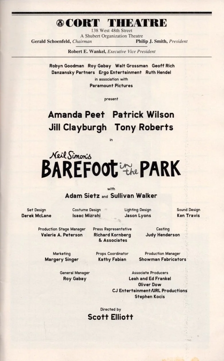 Cast — Barefoot in the Park Signed Cast Playbill Amanda Peet Patrick Wilson +, изображение 2