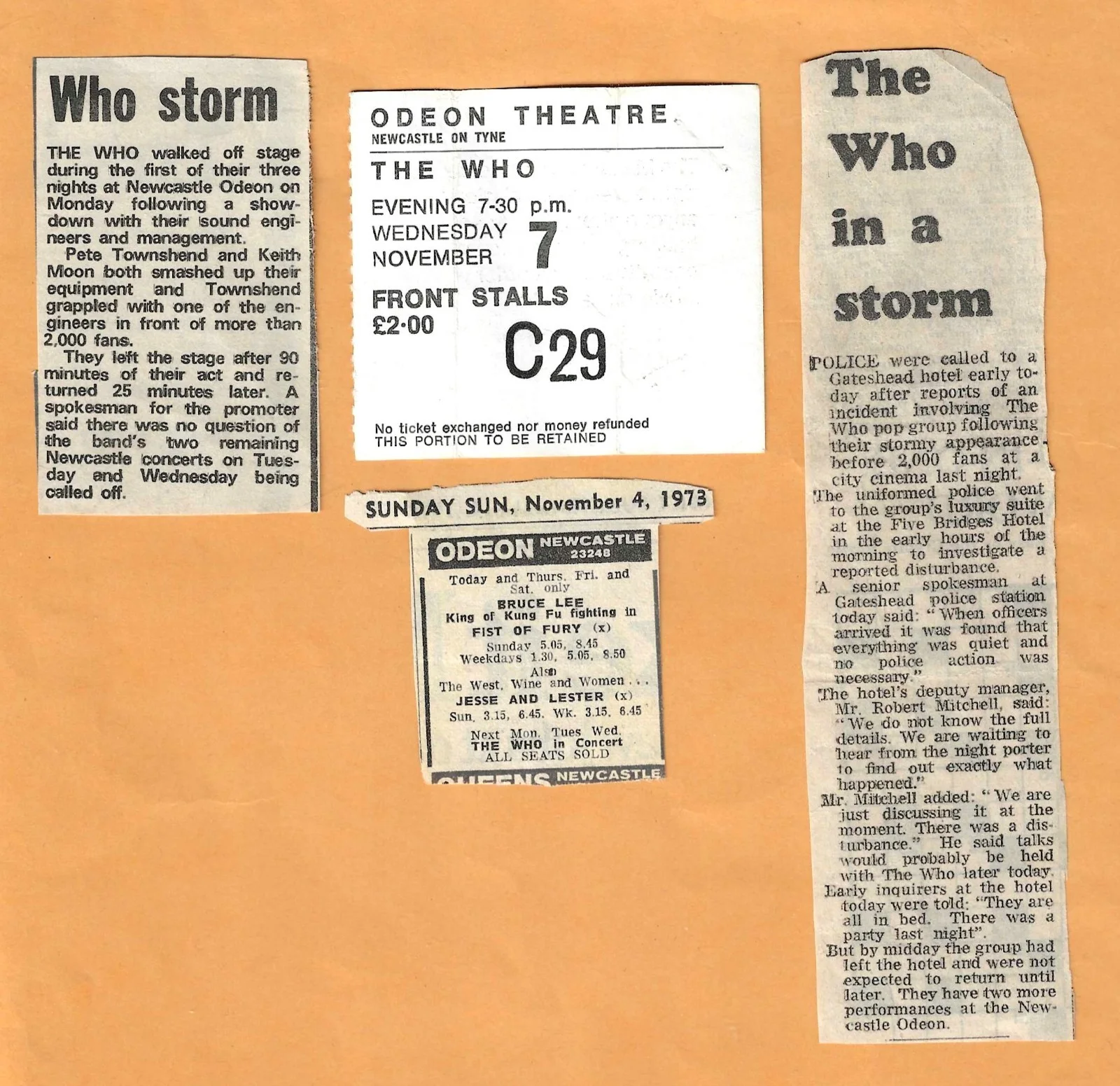 PETE TOWNSHEND VINTAGE 1973 SIGNED, AUTO'D PAPER w/ a TICKET--"THE WHO" - JSA, изображение 3