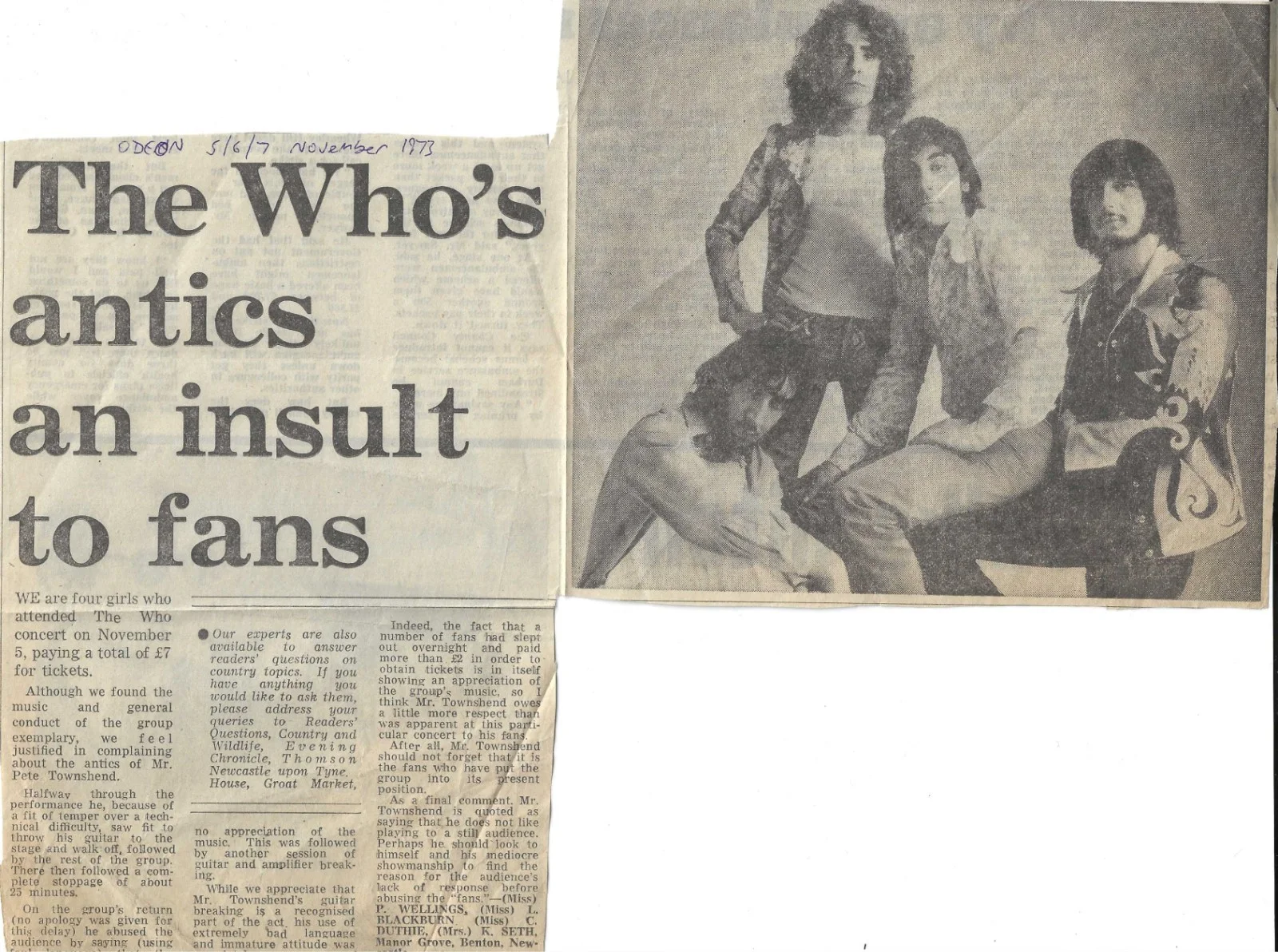 PETE TOWNSHEND VINTAGE 1973 SIGNED, AUTO'D PAPER w/ a TICKET--"THE WHO" - JSA, изображение 4